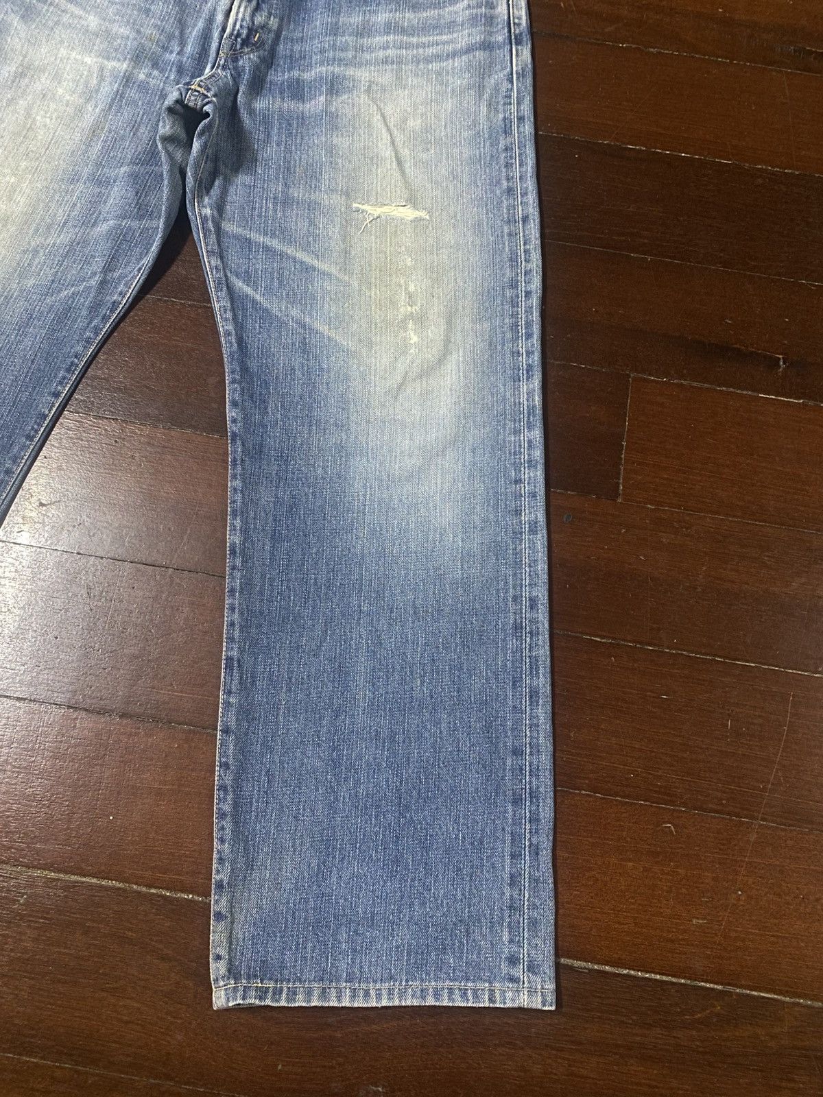 Edwin Vintage 90s Edwin 505 X mud wash distressed selvedge jeans Size US 37 - 4 Thumbnail