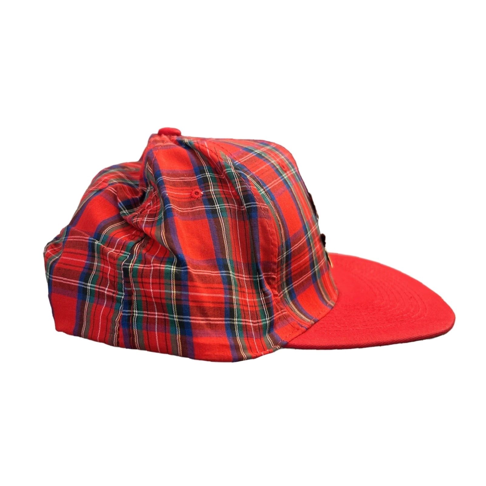 Vintage VINTAGE KC Tartan Plaid Weed Snap Back Hat Cap Men One Size Red 90s NWOT Adults Mens Size ONE SIZE - 3 Thumbnail