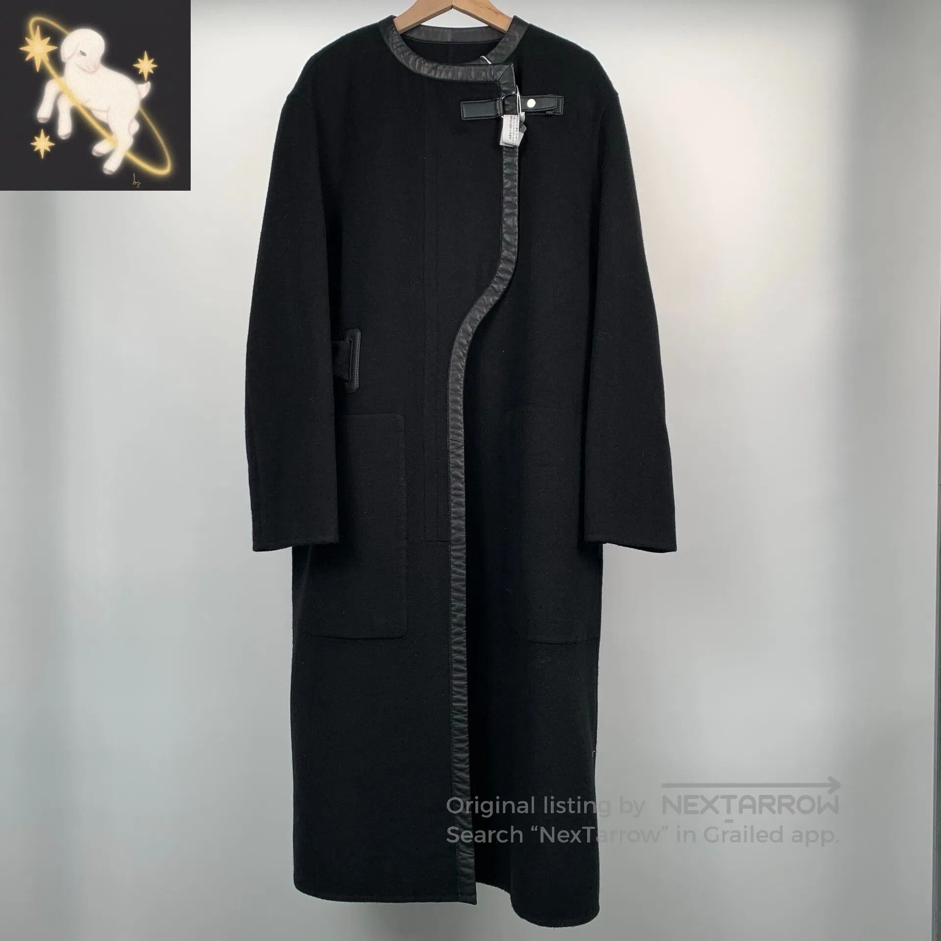 Hermes Hermes Black leather mid-length cashmere belt coat size 38 Size XS / US 0-2 / IT 36-38 - 1 Thumbnail