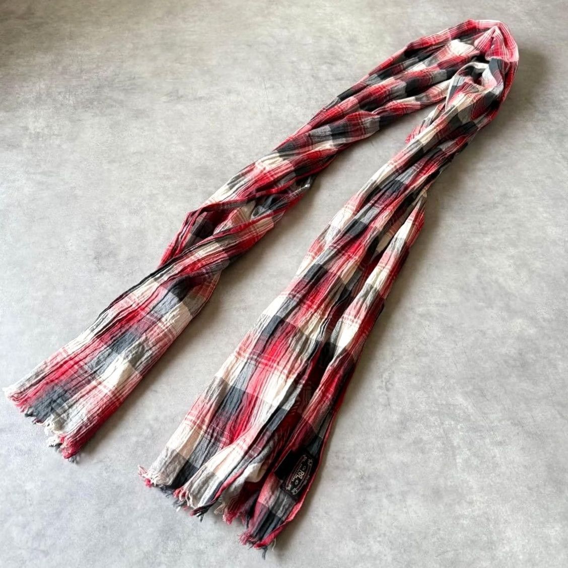 Ralph Lauren RRL Ralph Lauren Red×Black×Ivory Check Cotton Scarf One Size Casual Pre-owned Size ONE SIZE - 4 Thumbnail