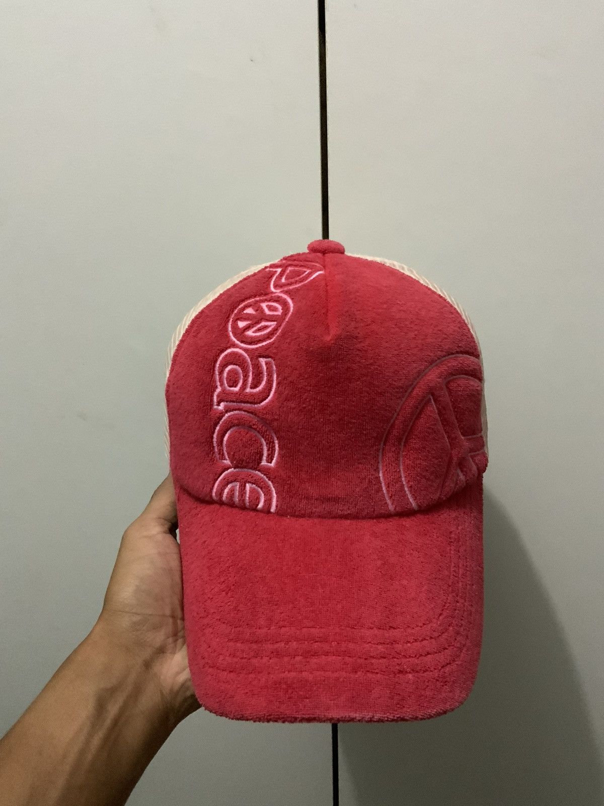 Japanese Brand Peace Mohair Fur Fade Red Trucker Hat Size ONE SIZE - 1 Thumbnail