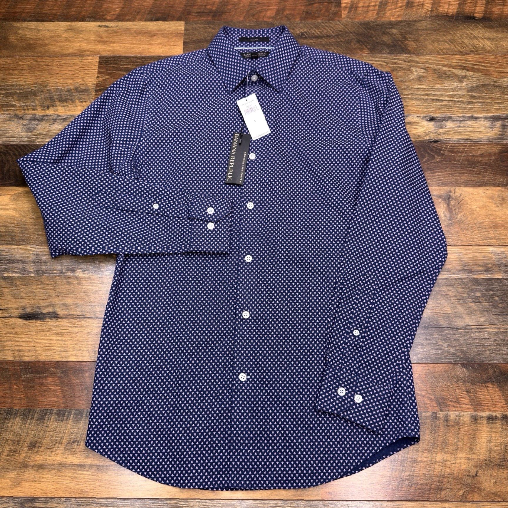 Banana Republic Banana Republic Slim Fit Shirt Mens S Blue Button-Up Non Iron Bee Print New Size US S / EU 44-46 / 1 - 2 Thumbnail