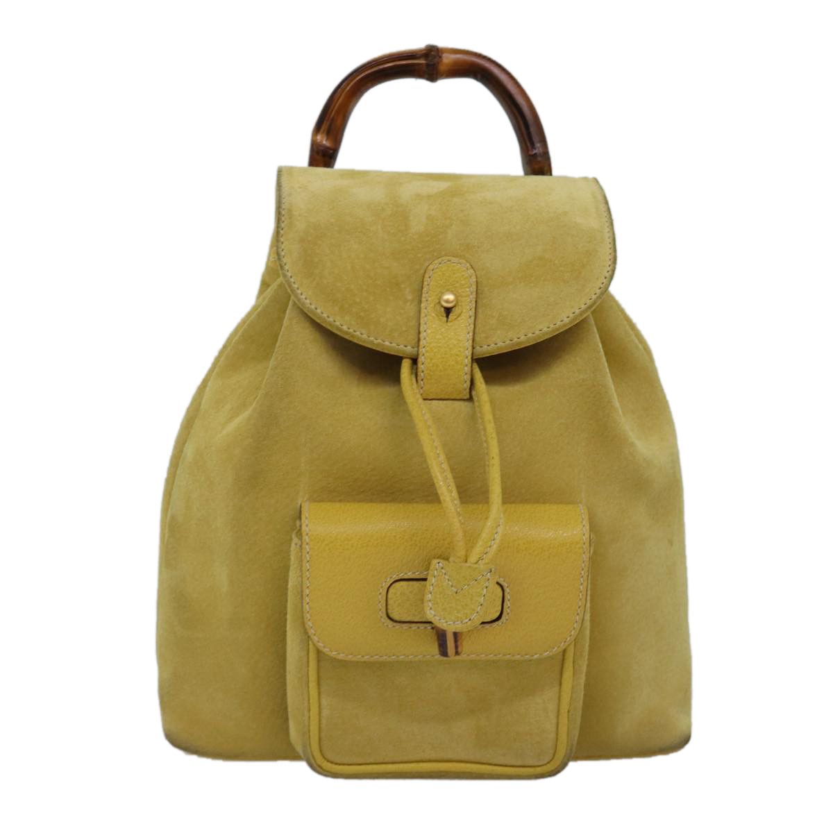 Gucci Bamboo Yellow Suede Backpack Bag (Pre-Owned) Size ONE SIZE - 1 Thumbnail