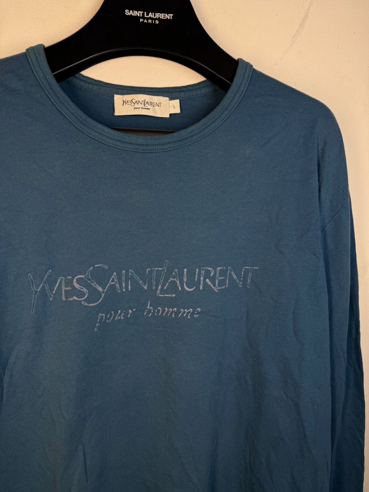 Yves Saint Laurent Big Logo YSL Longsleeve Blue Shirt Vintage Sweatshirt Size US M / EU 48-50 / 2 - 12 Thumbnail