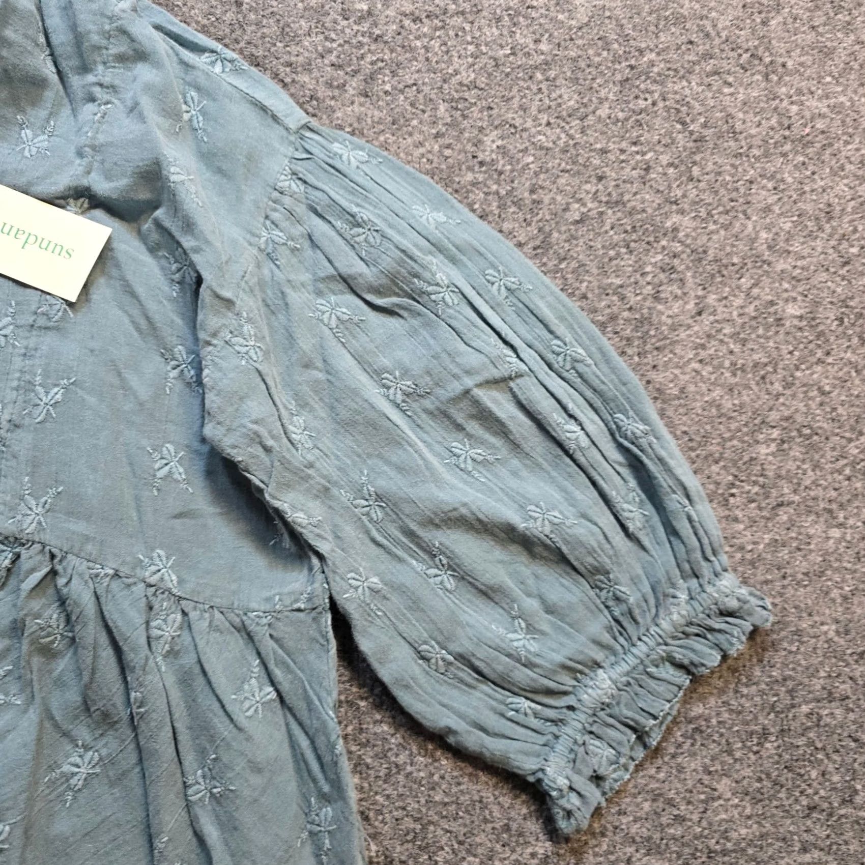 Vintage Sundance Top Womens XS Petite Green Shiloh Embroidery Ruffle Cottage Boho Shirt Blouse Womens Shrug Size XS / US 0-2 / IT 36-38 - 3 Thumbnail