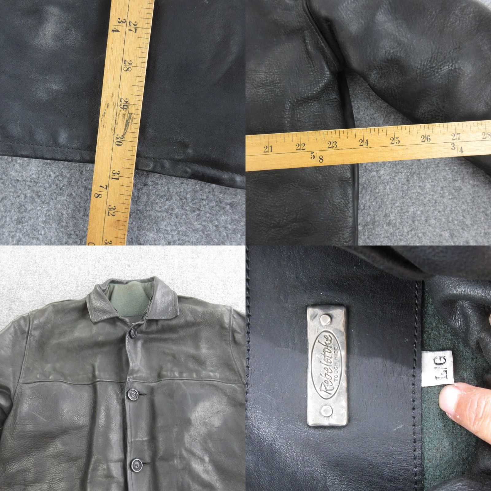 Vintage Rebelstoke Coat Mens L Overcoat Leather Wool Lined Winter Mid-Length Button Pockets Ironwork Collar Mens Size US L / EU 52-54 / 3 - 8 Thumbnail