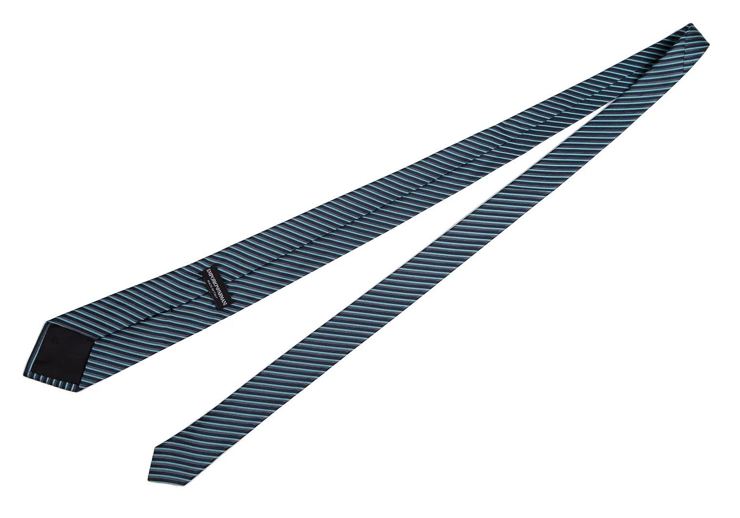 Emporio Armani Silk Regimental Alternate Stripe Tie in Light Blue Grey Size ONE SIZE - 6 Thumbnail