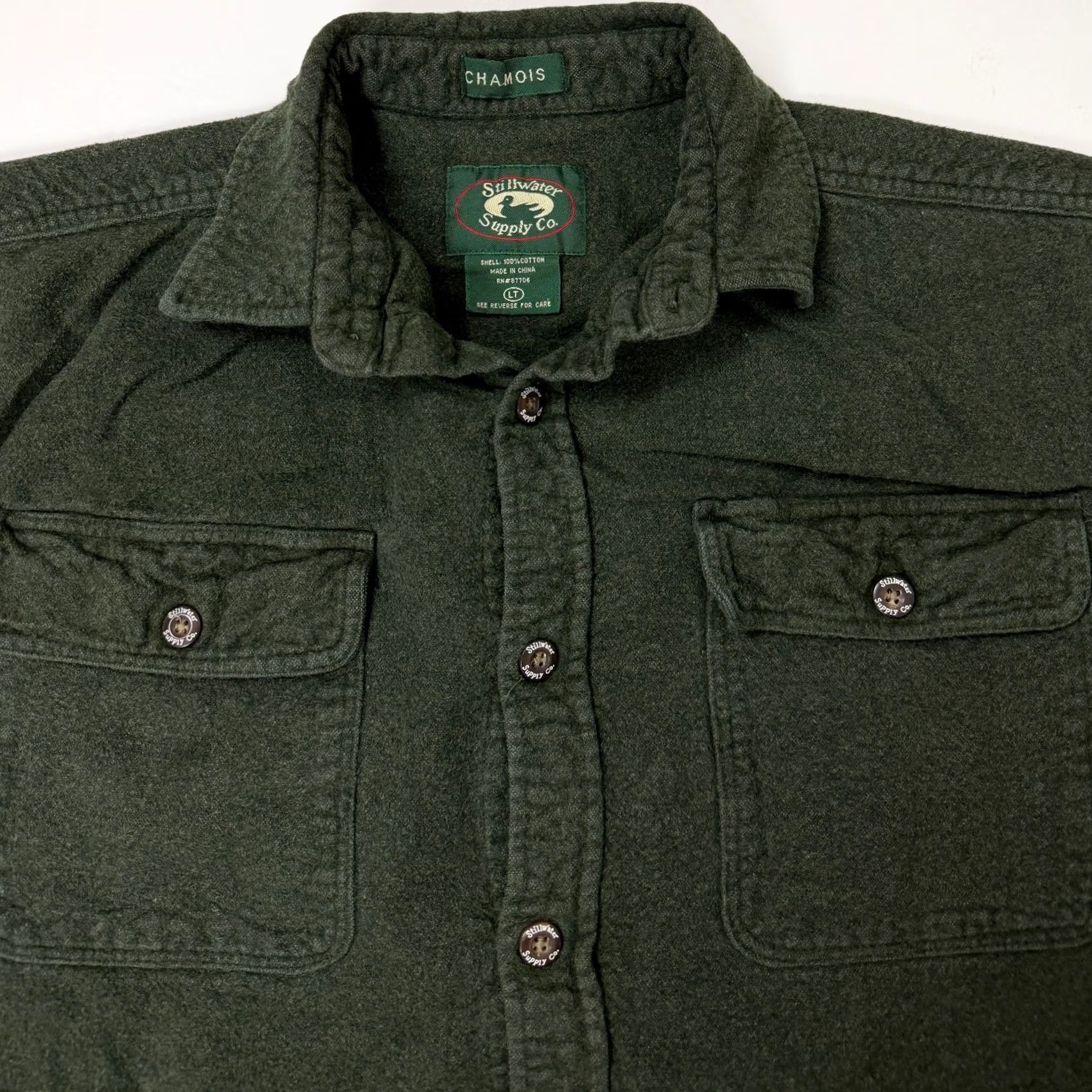 Vintage Stillwater Supply Co. Shirt Men LT Green Flannel Button-Up Heavyweight Pockets 32" Collared 19.5" Shoulders Size US L / EU 52-54 / 3 - 2 Thumbnail