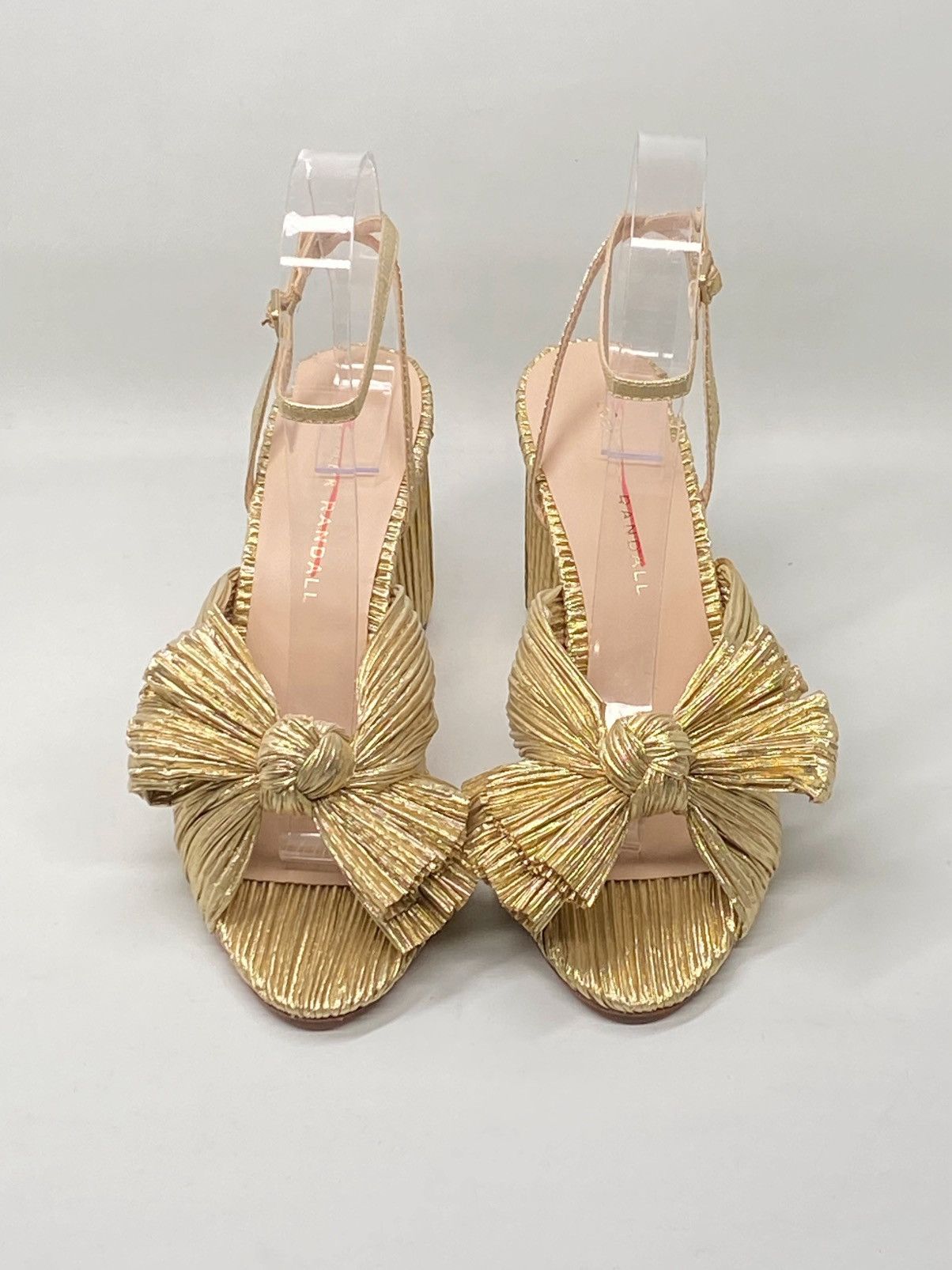 Loeffler Randall Loeffler Randall Gold Pleated Bow Heel Sandals size 6.5 Size US 6.5 / IT 36.5 - 4 Thumbnail