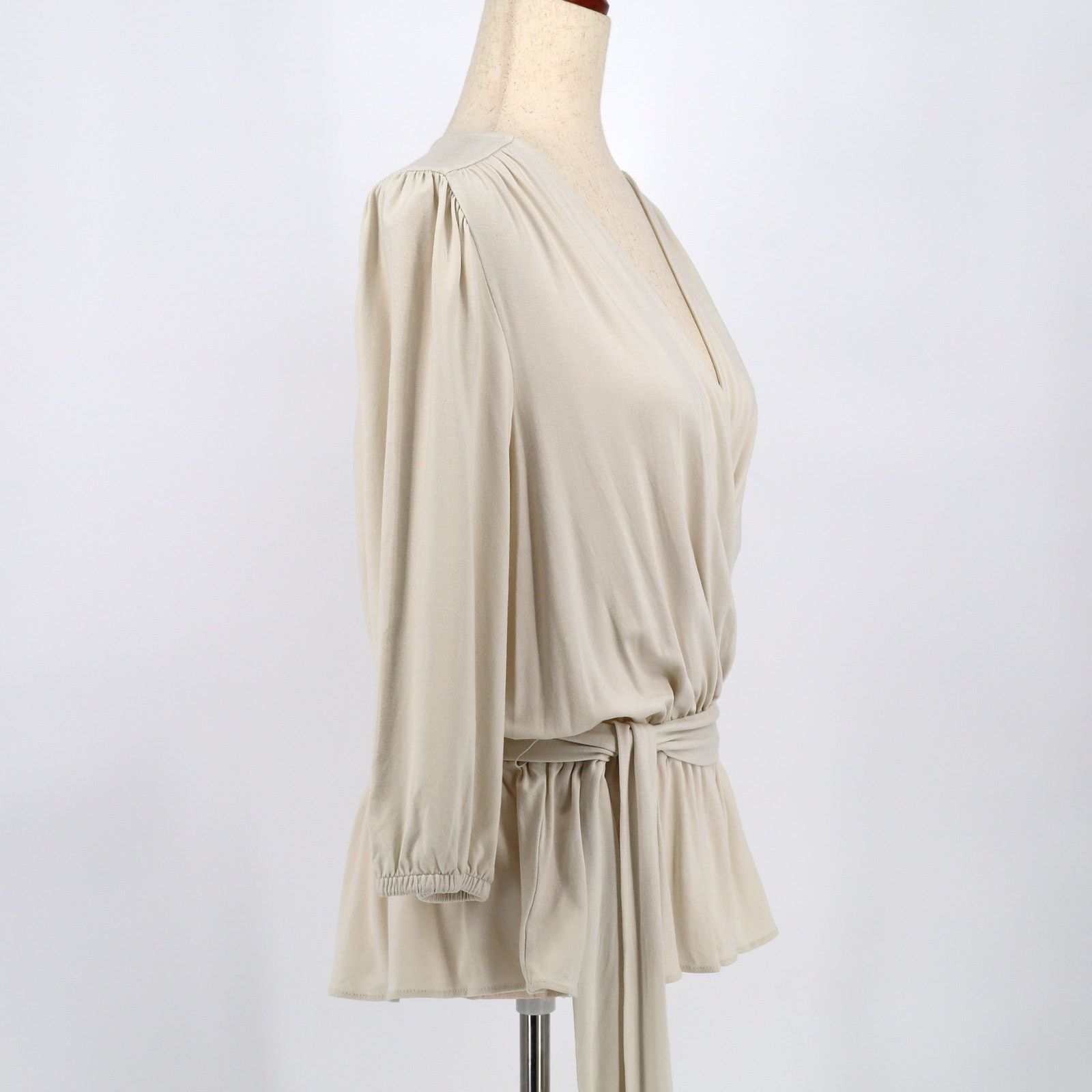 Ralph Lauren Lauren Ralph Lauren Women Cream Wrap Peplum Blouse Size M Size M / US 6-8 / IT 42-44 - 6 Thumbnail