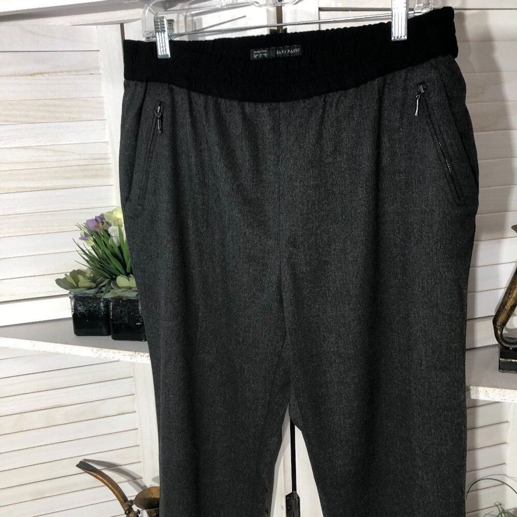 Zara ZARA cuffed hem relaxed career pants elastic waist XL gray Size 38" / US 16 / IT 52 - 5 Thumbnail