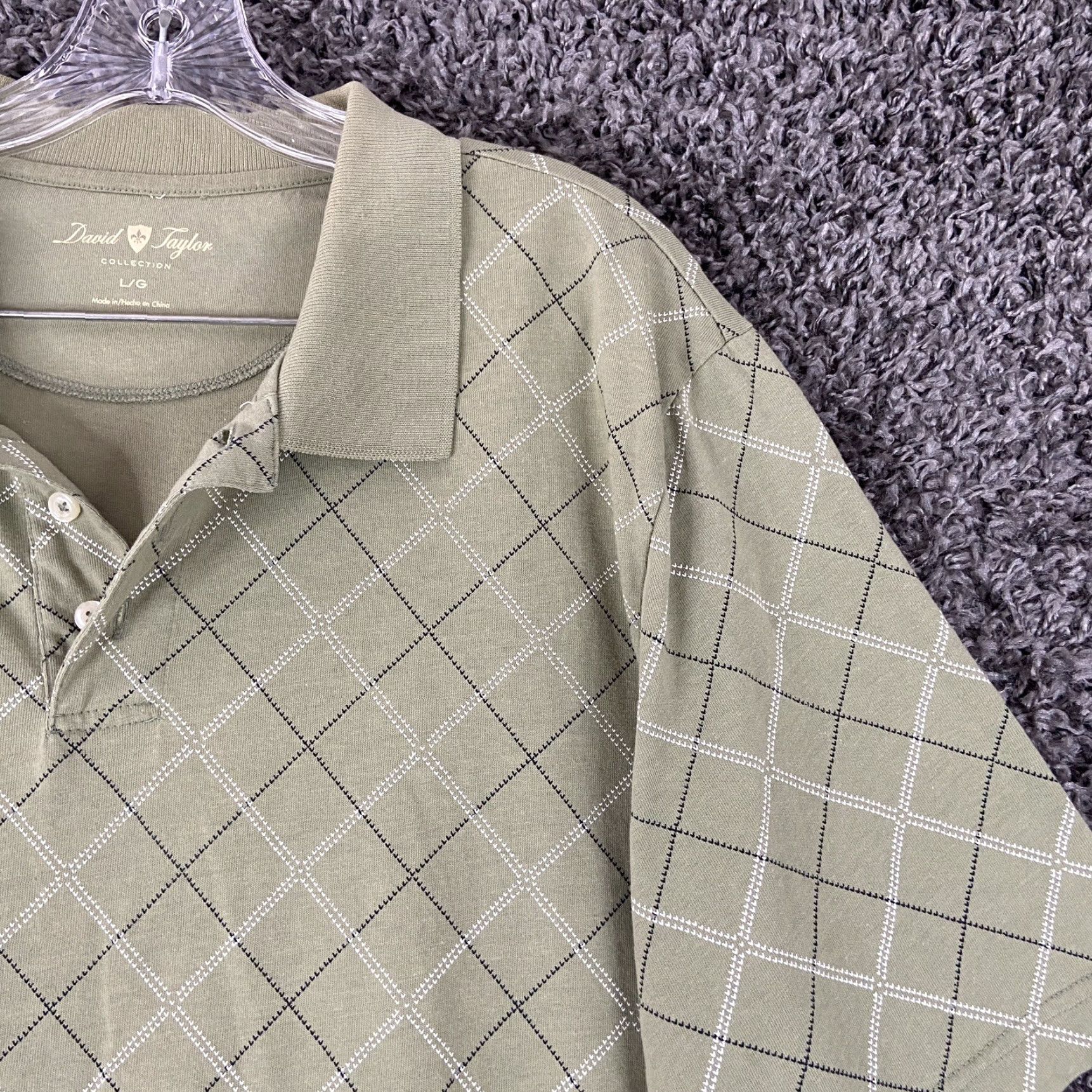 Vintage David Taylor Polo Shirt Men L Green Argyle Diamond Pattern Size US L / EU 52-54 / 3 - 4 Thumbnail