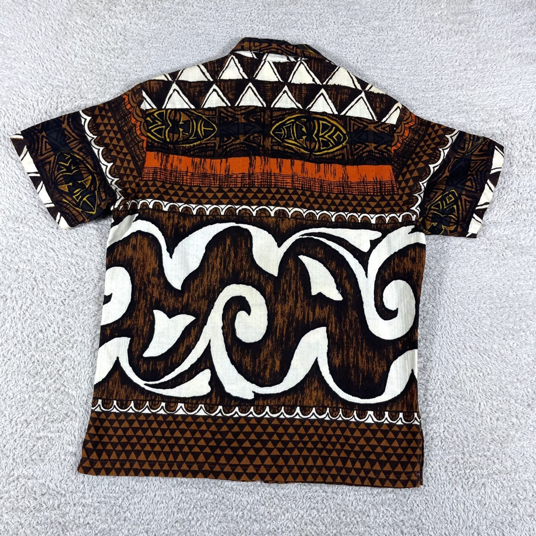 Vintage VINTAGE Tropicana Hawaiian Shirt Mens M Barkcloth Full Zip 60s Loop Cabana Geometric Short Sleeve Brown Zip Button-Up Mens Size US M / EU 48-50 / 2 - 3 Thumbnail