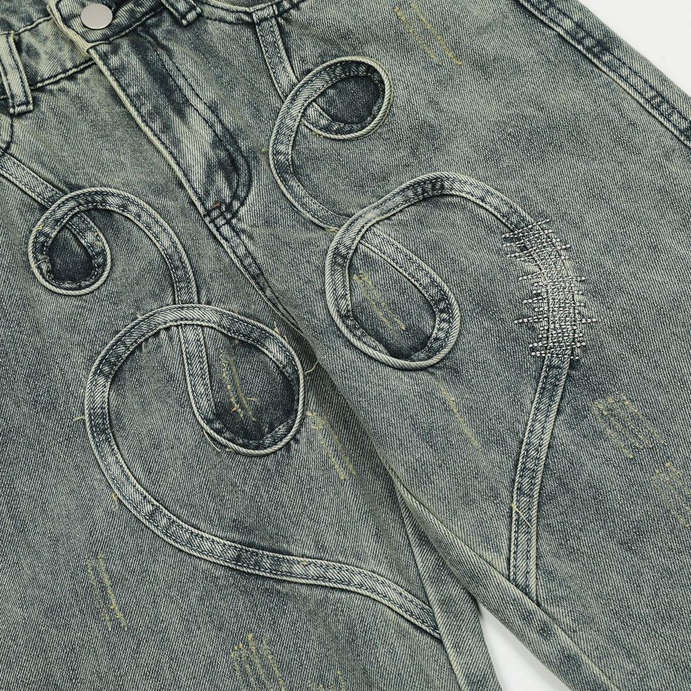 Vintage Men's American loose heavy embroidered flared jeans Size US 32 / EU 48 - 4 Thumbnail