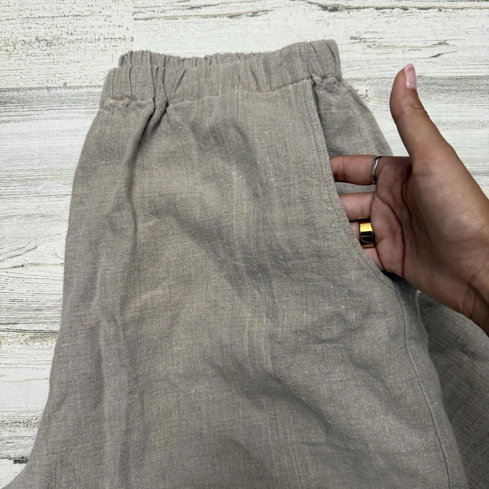 Flannel Boho Indie Flax Women's Linen Pants Medium Size 32" / US 10 / IT 46 - 2 Thumbnail