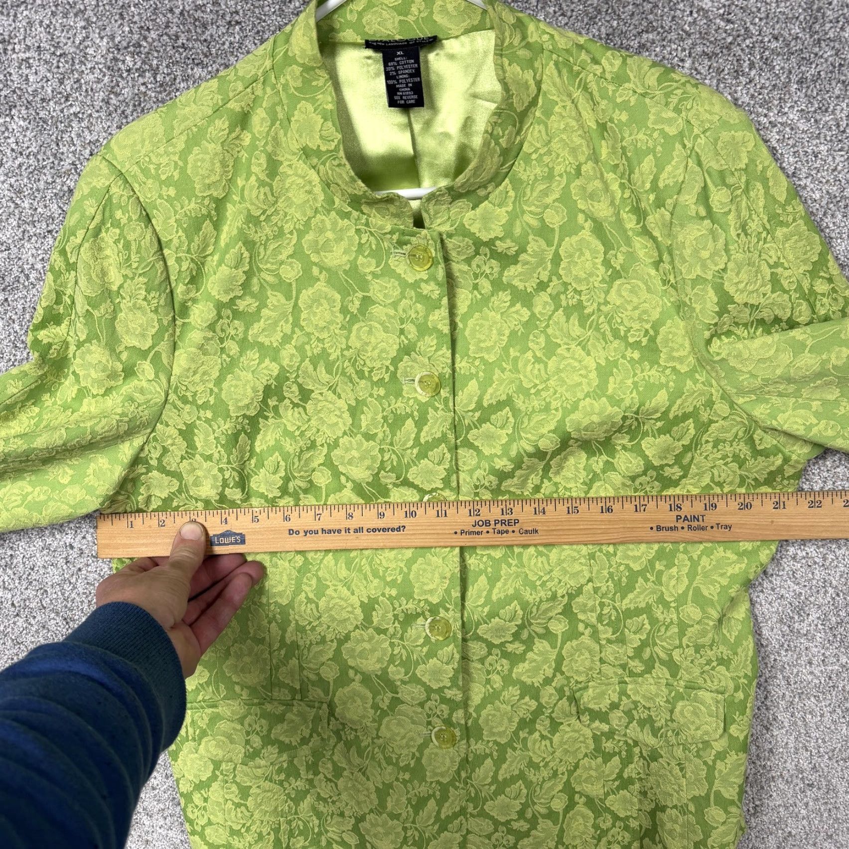 Vintage Dialogue Blazer Jacket XL Floral Jacquard Lined Shoulder Pads Office Chic Green Womens XL Size XL / US 12-14 / IT 48-50 - 4 Thumbnail