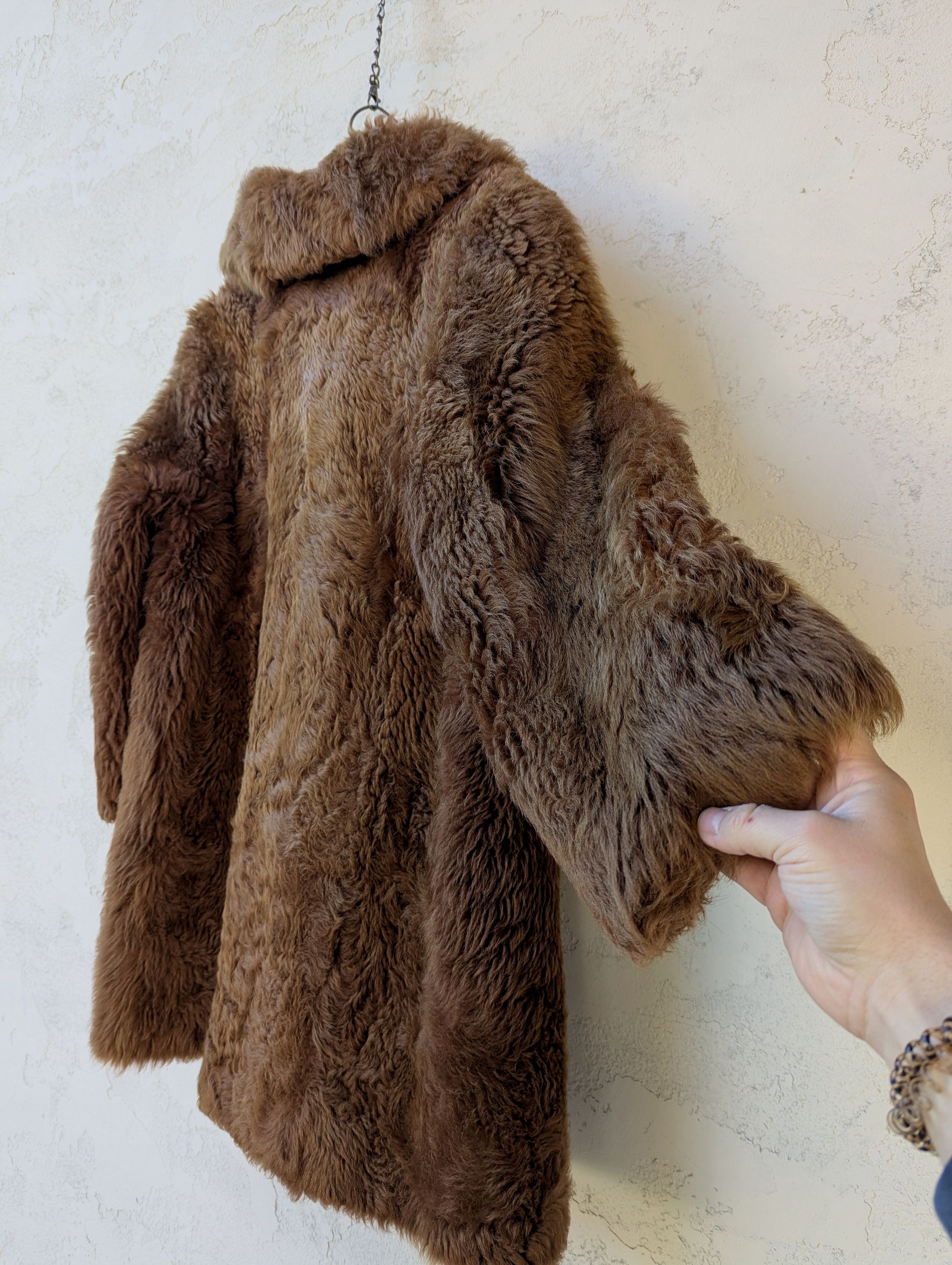 Vintage Women’s Long Brown Real Fur Coat L/XL