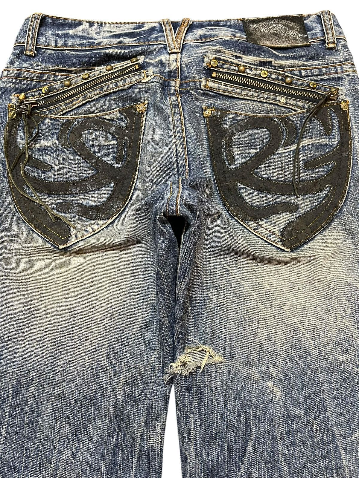 14th Addiction Vintage Japanese Brand Faded Thunder Wash Distressed Jeans Size US 32 / EU 48 - 5 Thumbnail