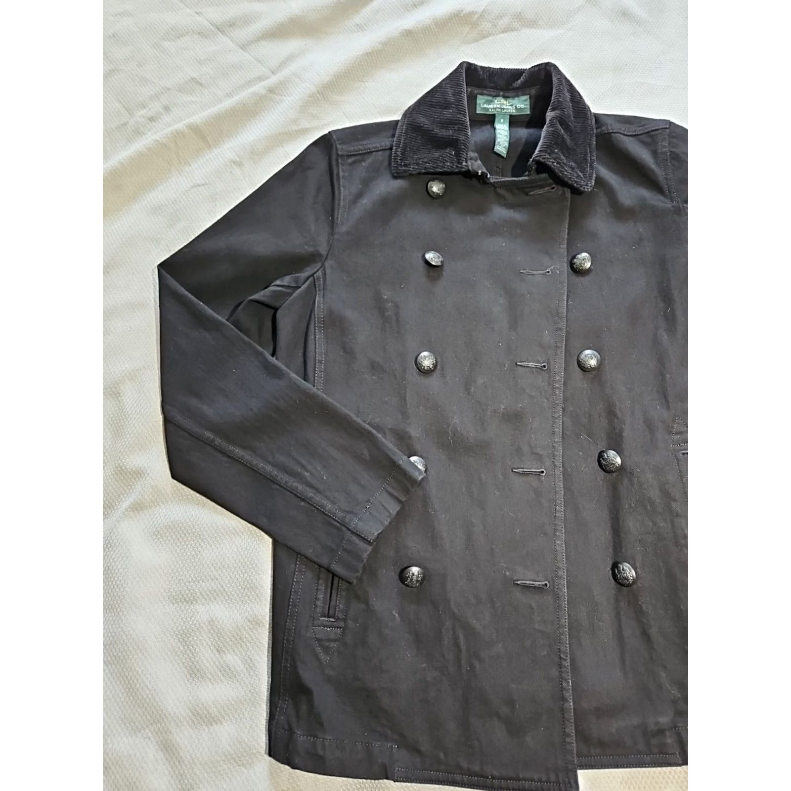 Ralph Lauren VINTAGE Ralph Lauren Double Breasted Jacket Womens 8 Black Denim Corduroy Collar Top Size M / US 6-8 / IT 42-44 - 4 Thumbnail