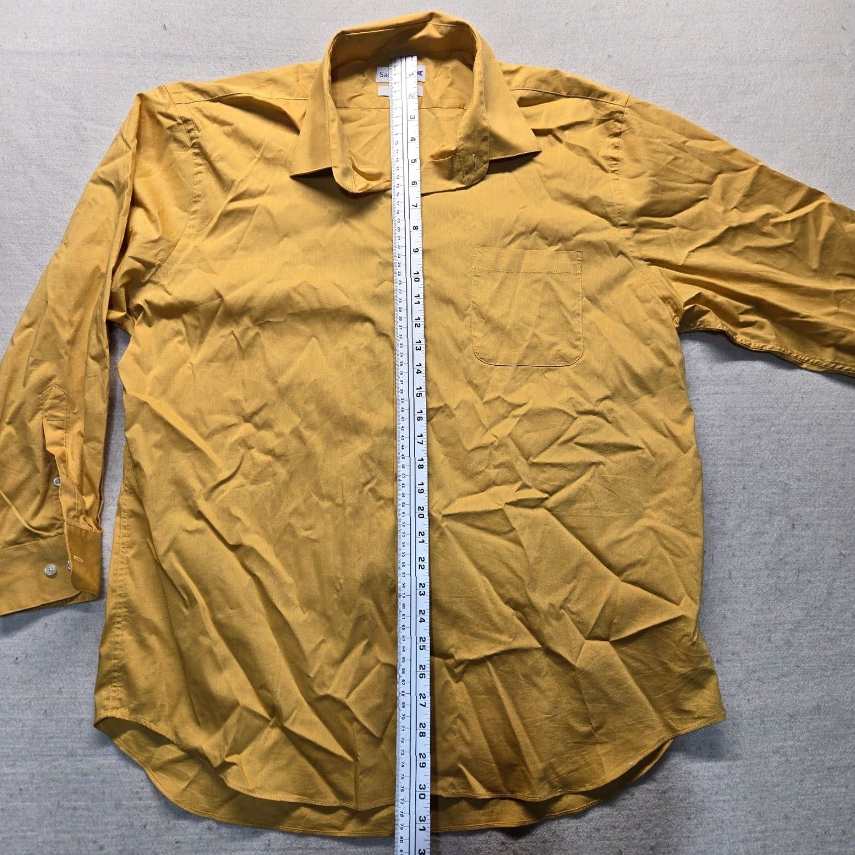 Vintage SADDLEBRED Solid Yellow Button Up Shirt Mens XL 17 Long Sleeve Casual Easy Care Cotton Button-Down 65% Cotton 35% Polyester Size US XL / EU 56 / 4 - 6 Thumbnail
