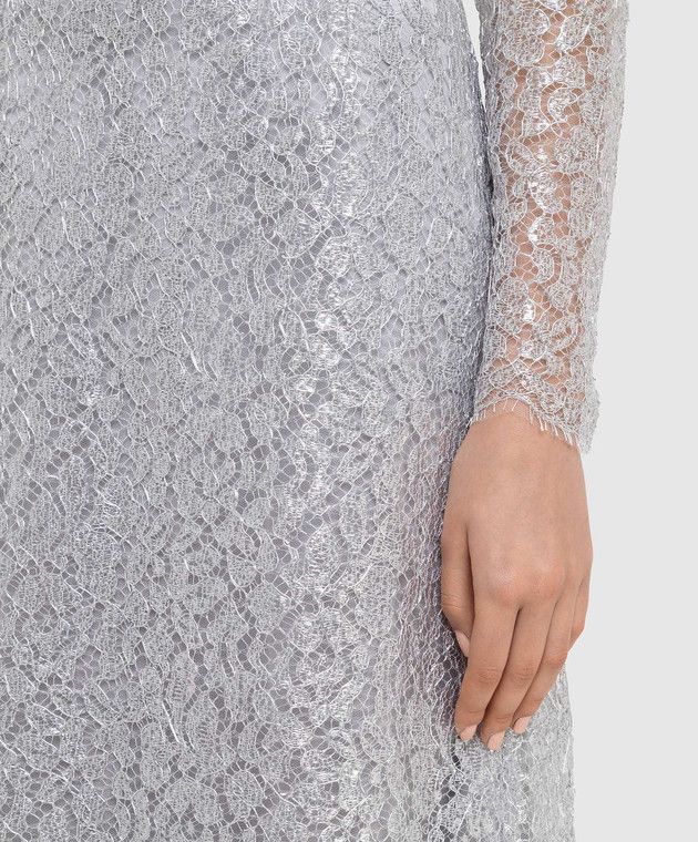 Dolce & Gabbana o1y0825 Midi Dress in Silver Size XS / US 0-2 / IT 36-38 - 2 Thumbnail