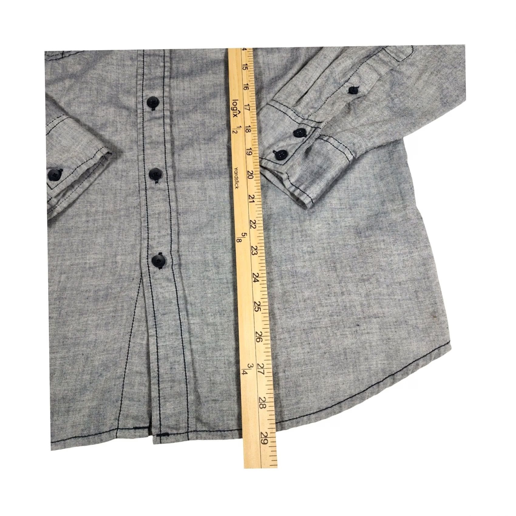 Vintage Rustic Blue Mens Gray Chambray Button Down Shirt Long Sleeve Pockets Medium M Size US M / EU 48-50 / 2 - 4 Thumbnail