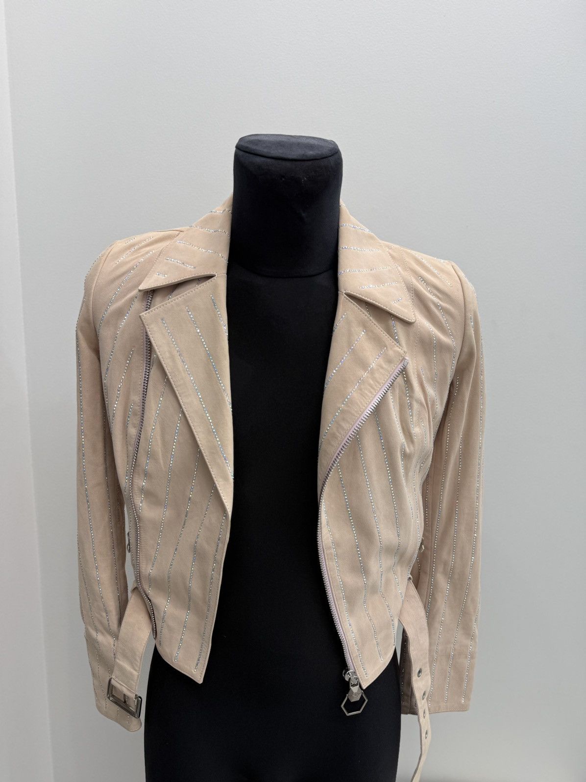 Philipp Plein Philipp Plein Crystals Pink Leather Biker Jacket Size L / US 10 / IT 46 - 3 Thumbnail