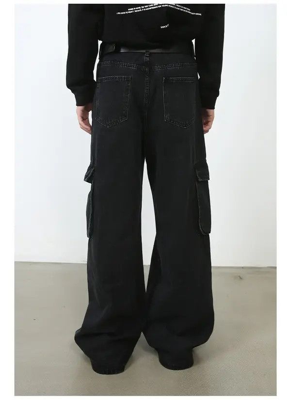 VIBE Black Cargo Baggy Denim Jeans Size US 28 / EU 44 - 4 Thumbnail