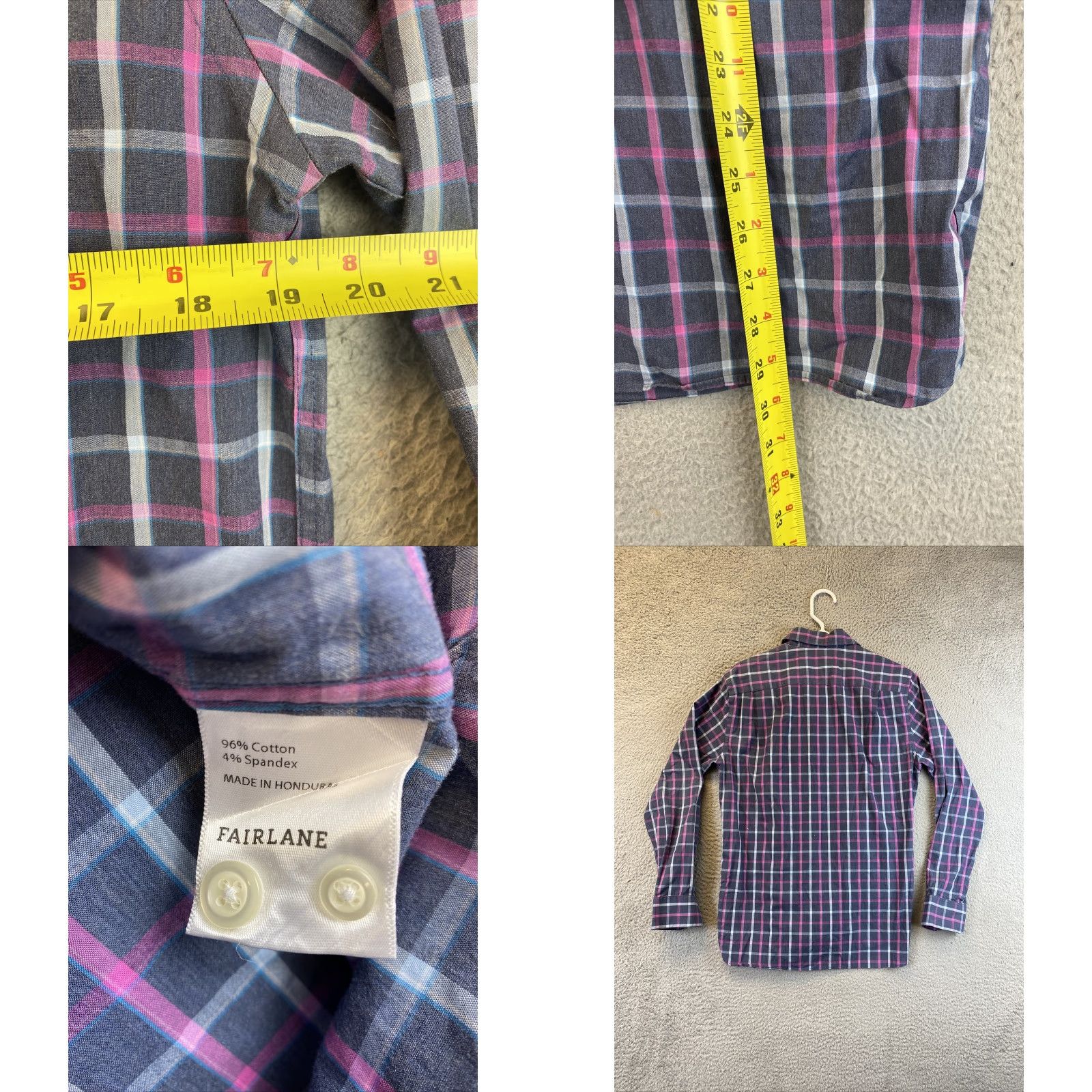 Pinko Fairlane Shirt Men Slim Long Sleeve Button-Up Size M Pink Check Adult Modern Fit Size US M / EU 48-50 / 2 - 8 Thumbnail