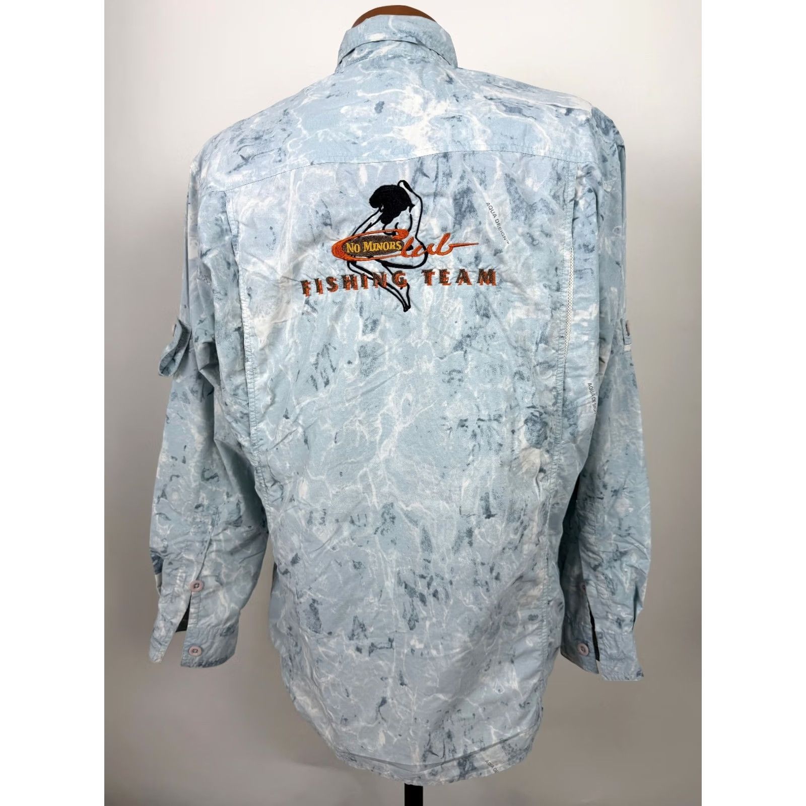 Vintage VINTAGE Aqua Designs Shirt Mens Medium Button-Up Nylon Camo Embroidered Pockets Blue Affinity Outdoor Fish Nature Size US M / EU 48-50 / 2 - 6 Thumbnail
