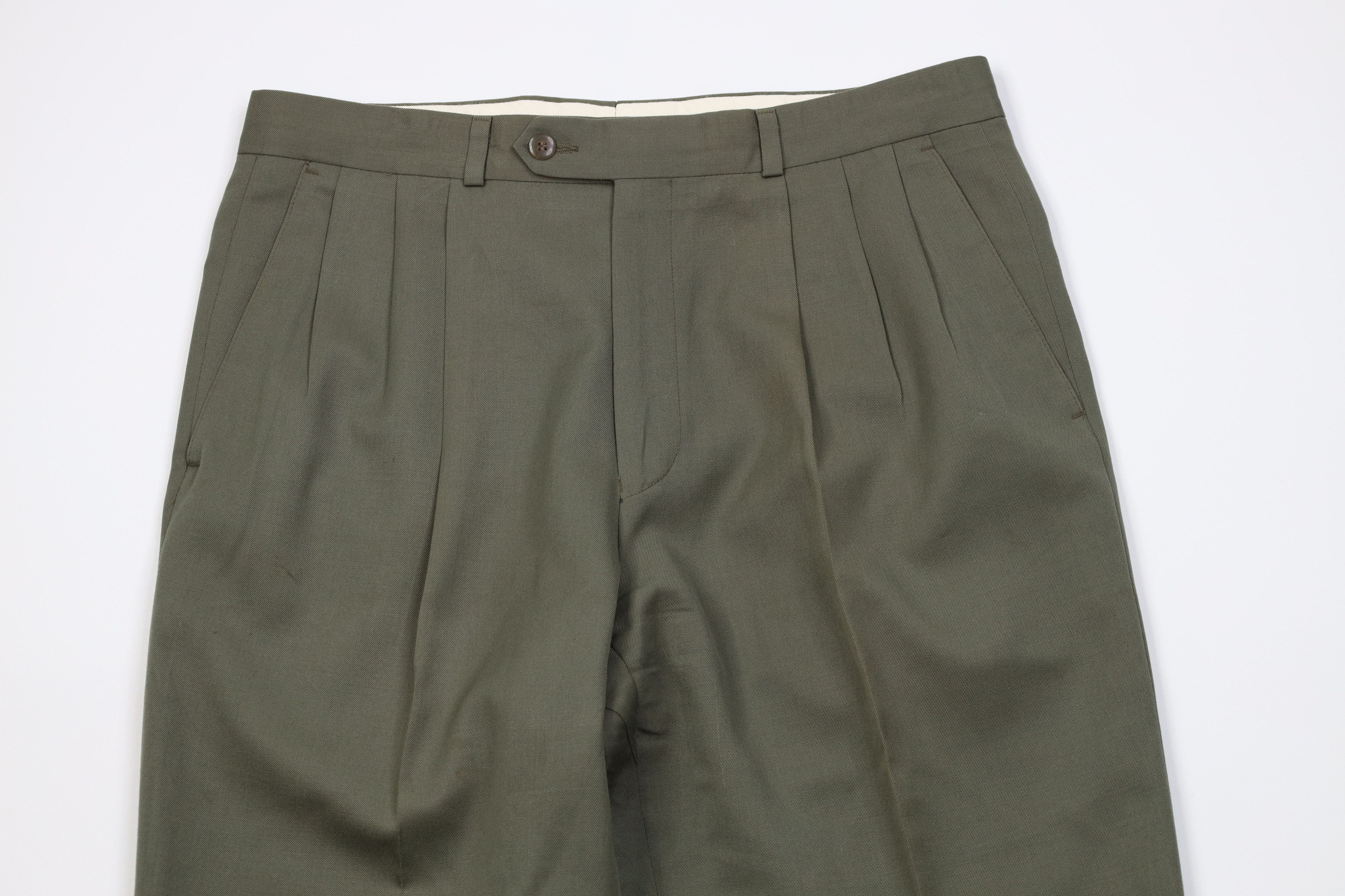 Vintage Vintage 90s Streetwear Wool Knit Wide Leg Chino Pants Green Size US 34 / EU 50 - 2 Thumbnail