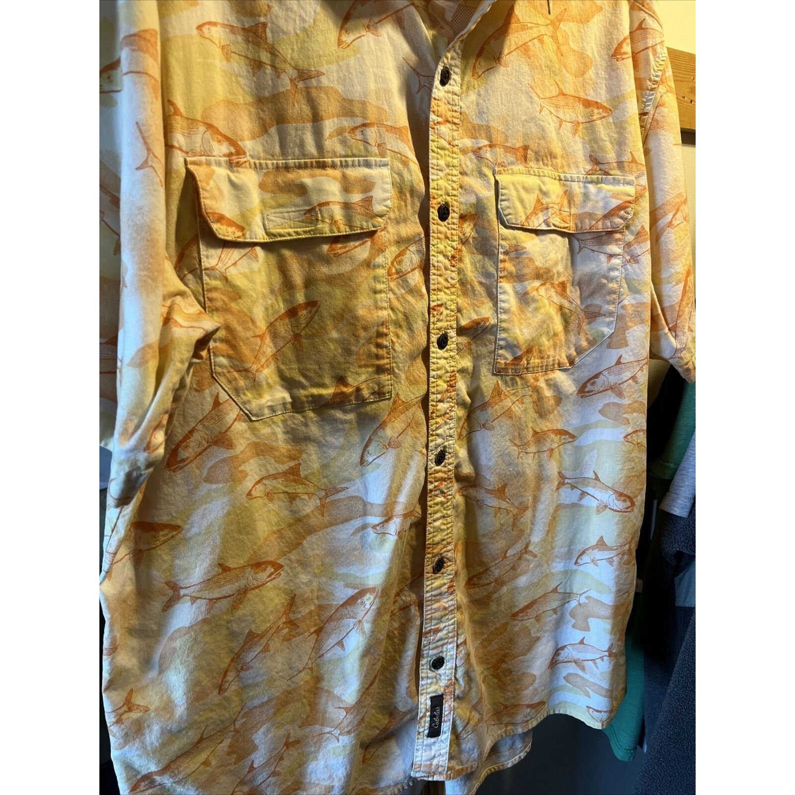 Cabelas Cabelas Shirt Men XL Button Up Orange SS Fish All Over Print Size US XL / EU 56 / 4 - 5 Thumbnail