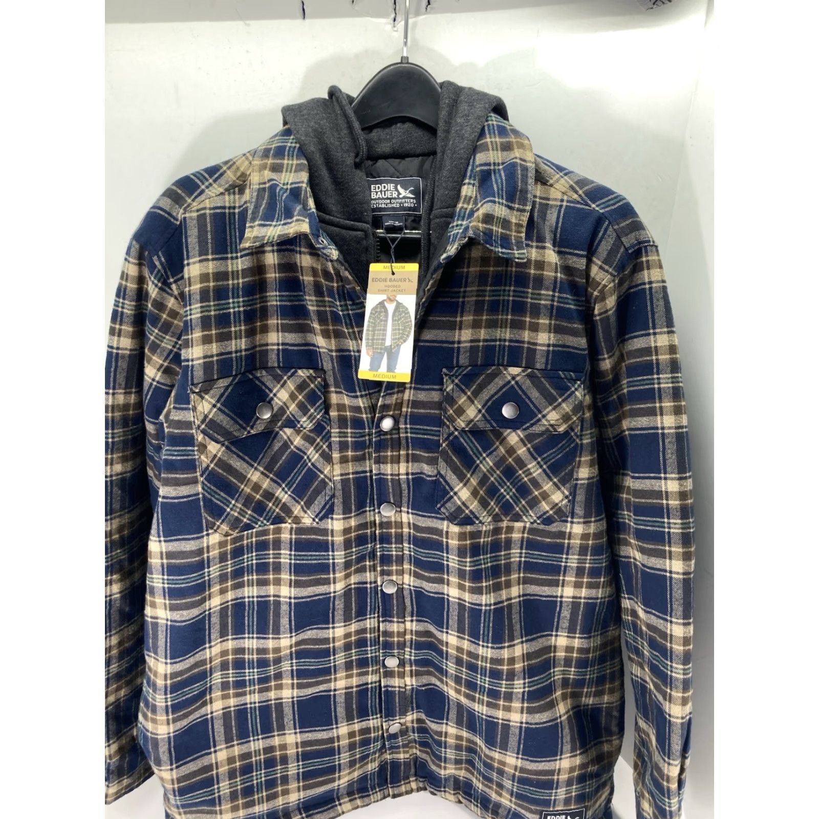 Eddie Bauer Eddie Bauer Flannel Hooded Shirt Jacket Shacket Men Medium Plaid Snap Quilted Size US M / EU 48-50 / 2 - 2 Thumbnail