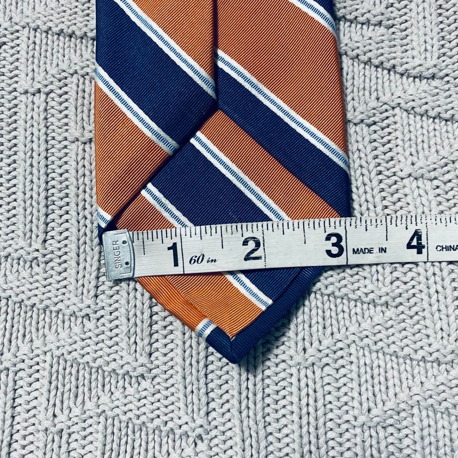 Altea Altea orange and navy striped silk tie Size ONE SIZE - 5 Thumbnail