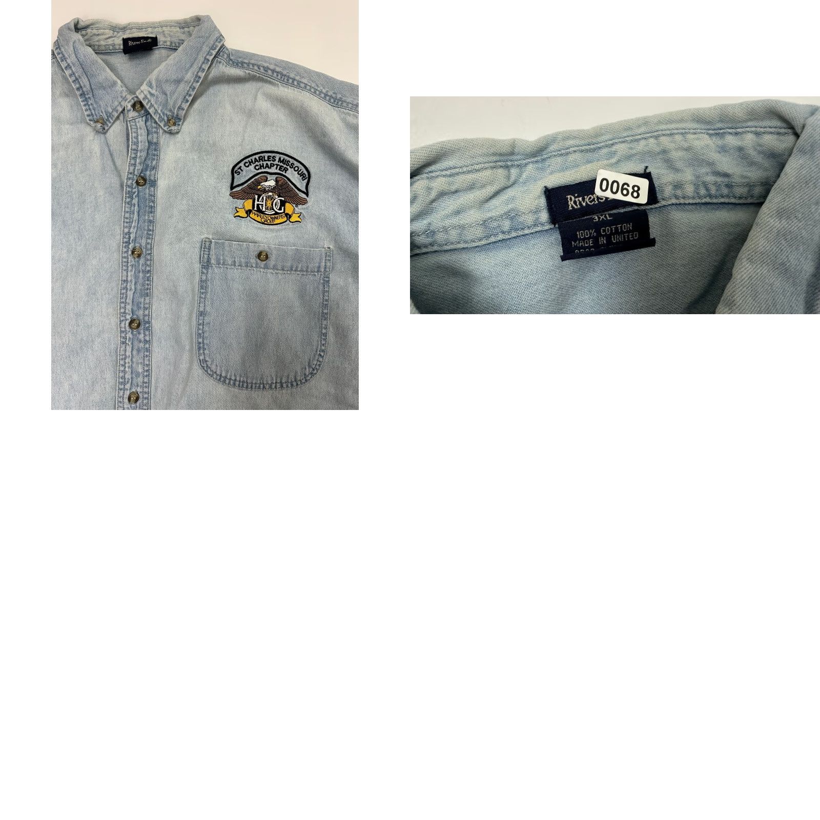 Vintage VINTAGE Rivers End Denim Shirt Men 3XL Harley-Davidson Owners Groups Button-Down Eagle Blue 90s Biker Hipster Outdoor NOD Mens Size US XXL / EU 58 / 5 - 11 Thumbnail