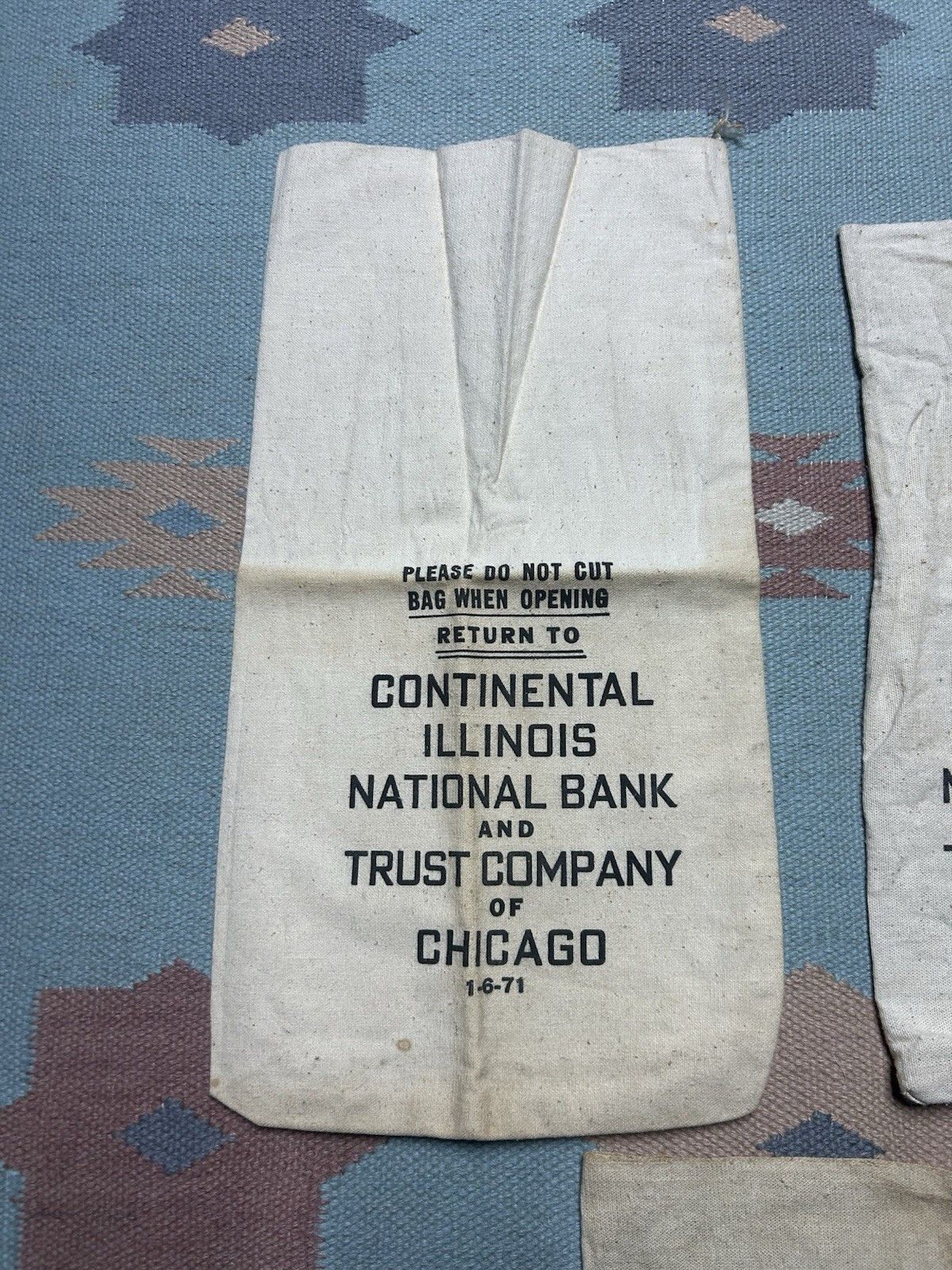 Vintage Lot of 3 Vtg canvas bank money bag Illinois bank of Chicago Size ONE SIZE - 4 Thumbnail