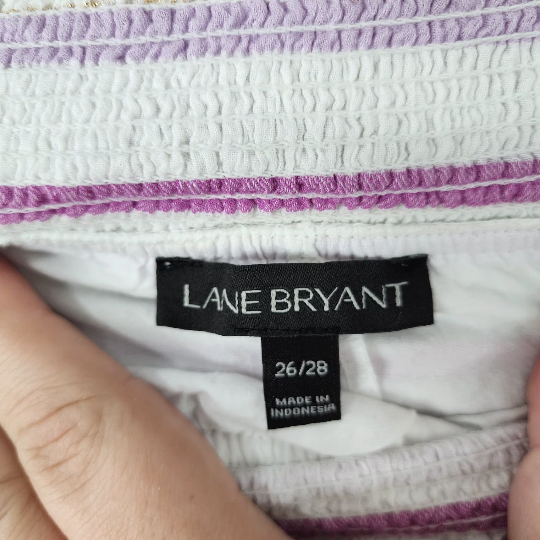 Vintage Lane Bryant Womens Blouse Striped White Pink Short Sleeve Loose 26/28 Size 4XL / US 24-26 - 3 Thumbnail