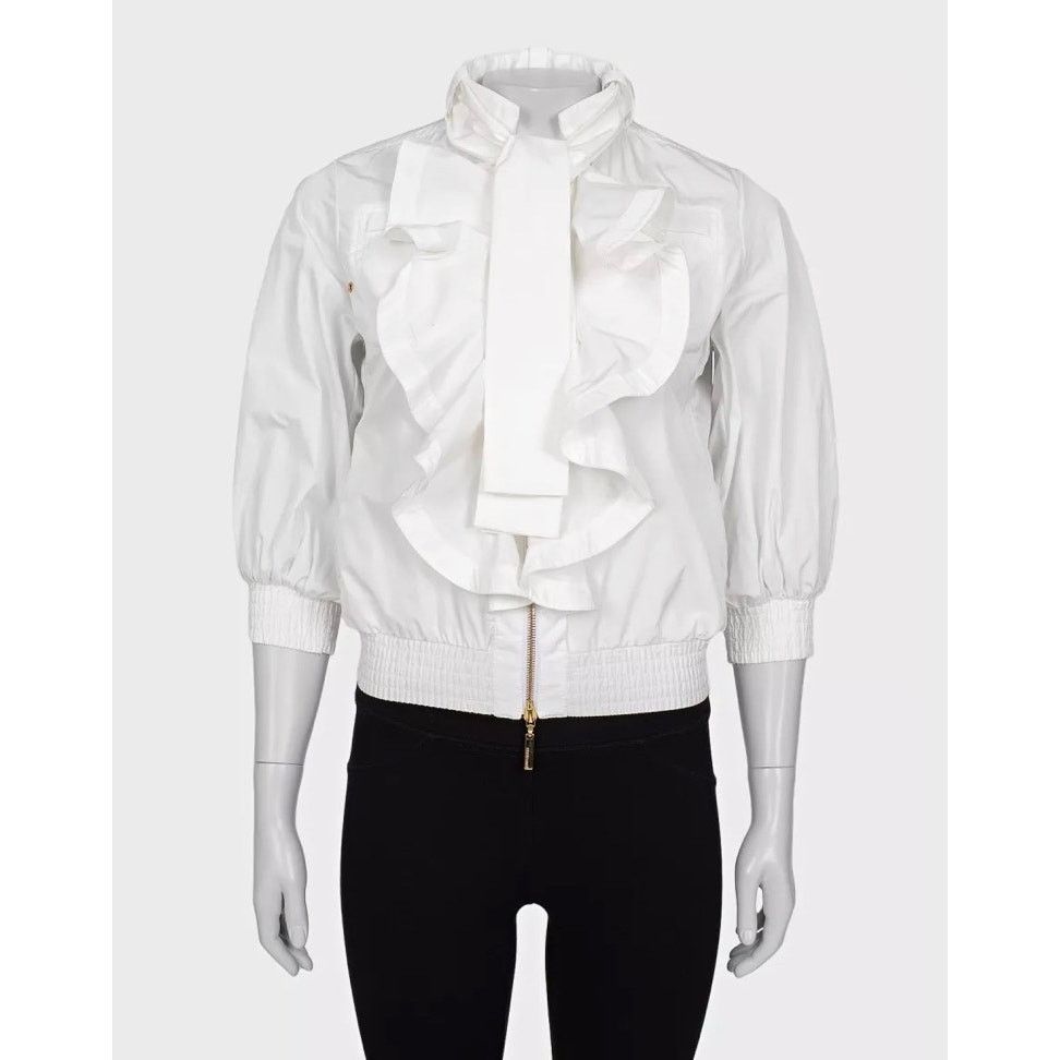 Roberto Cavalli Roberto Cavalli White Ruffled Jacket - Size M Size M / US 6-8 / IT 42-44 - 1 Thumbnail