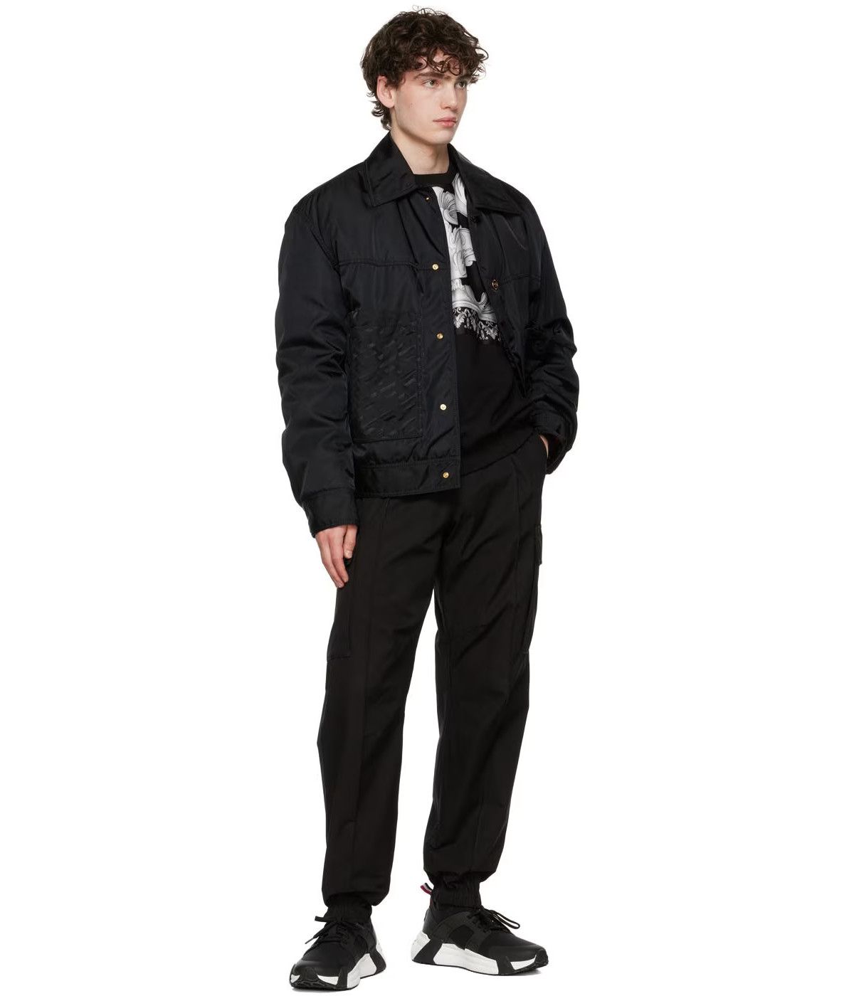 Versace VERSACE black panelled baroque print sweatshirt Medium Size US M / EU 48-50 / 2 - 4 Thumbnail
