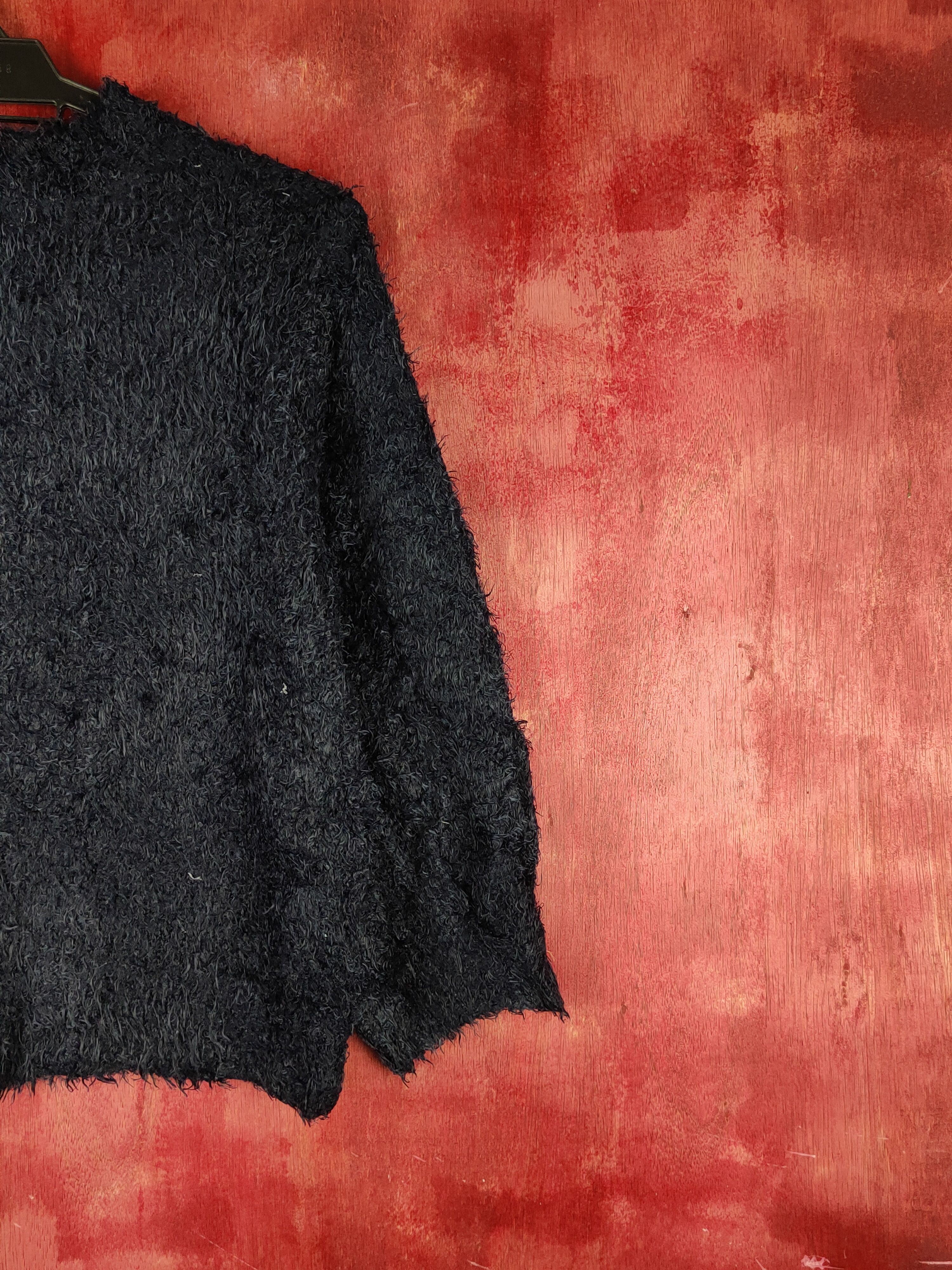 GU GU Navy Shag Shaggy Fur Mohair Knitwear #S2165 Size M / US 6-8 / IT 42-44 - 9 Thumbnail