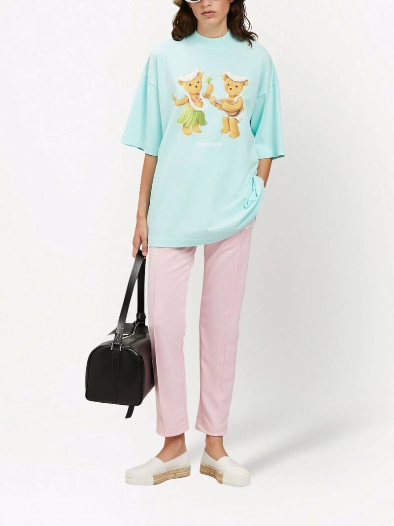 Palm Angels Turquoise Dancing Bears Logo Oversized T-Shirt Size S / US 4 / IT 40 - 3 Thumbnail