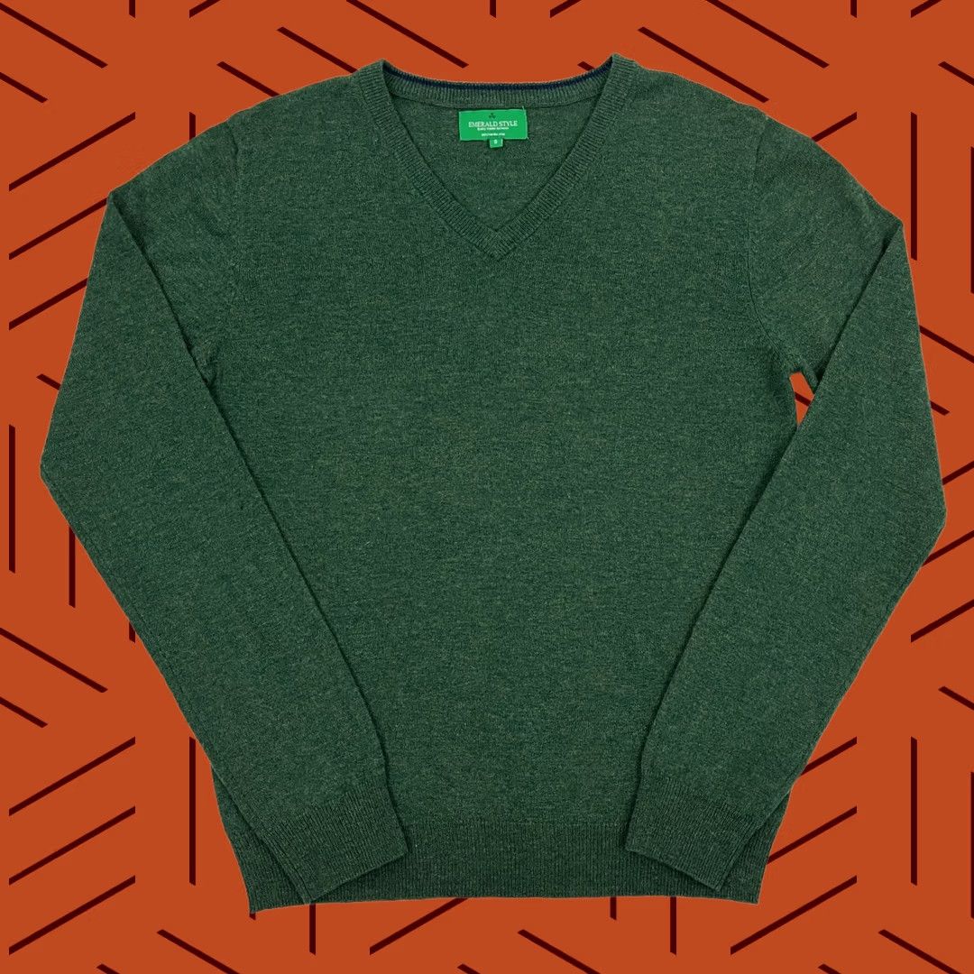 Vintage Emerald Style Lambs Wool Sweater Mens S Green Earth Tone V-Neck Pullover Preppy Size US S / EU 44-46 / 1 - 1 Thumbnail
