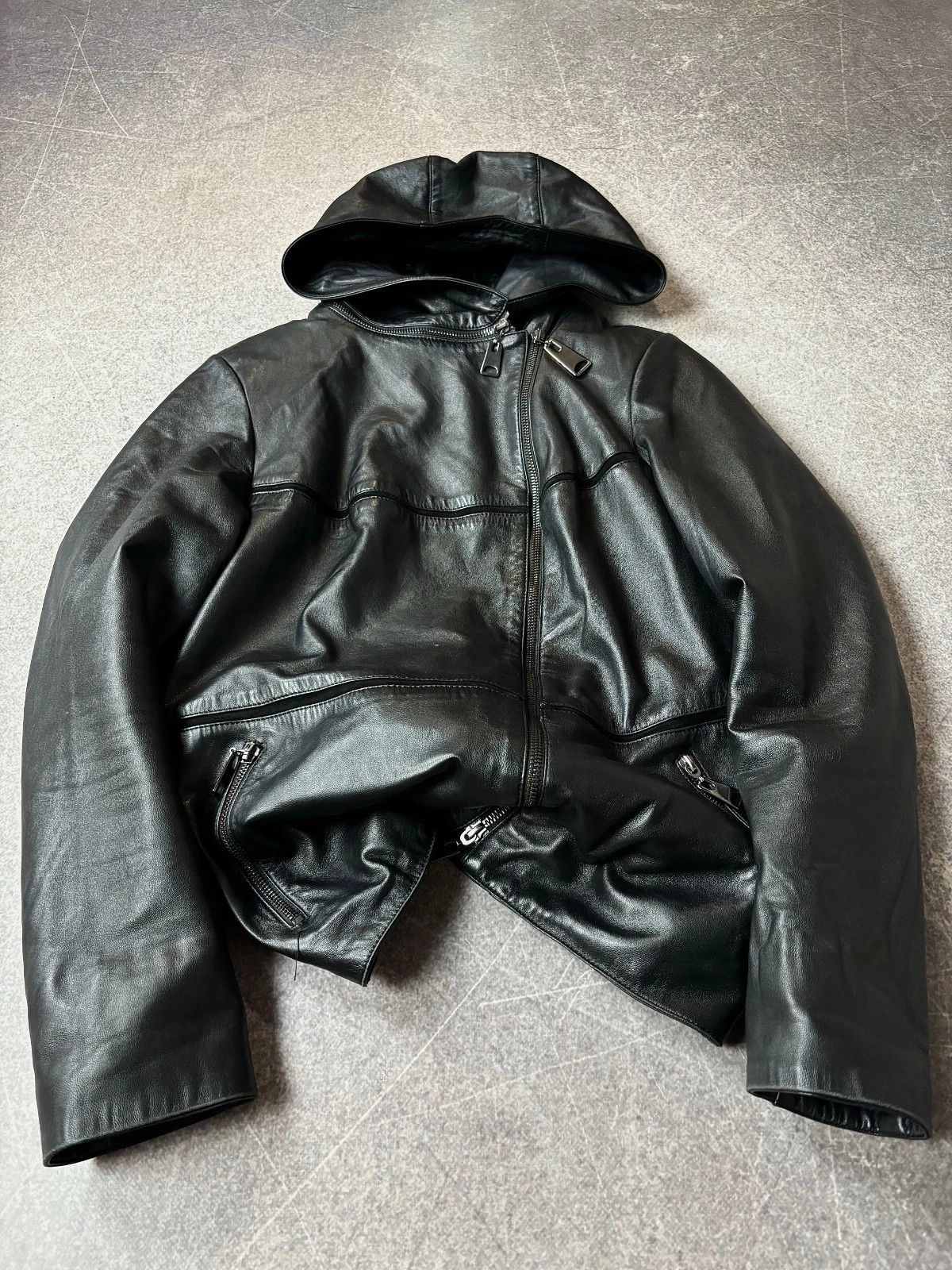 Yohji Yamamoto RICK OWENS TYPE! ASSYMETRICAL MULTI ZIPPER LEATHER JACKET Size US S / EU 44-46 / 1 - 3 Thumbnail