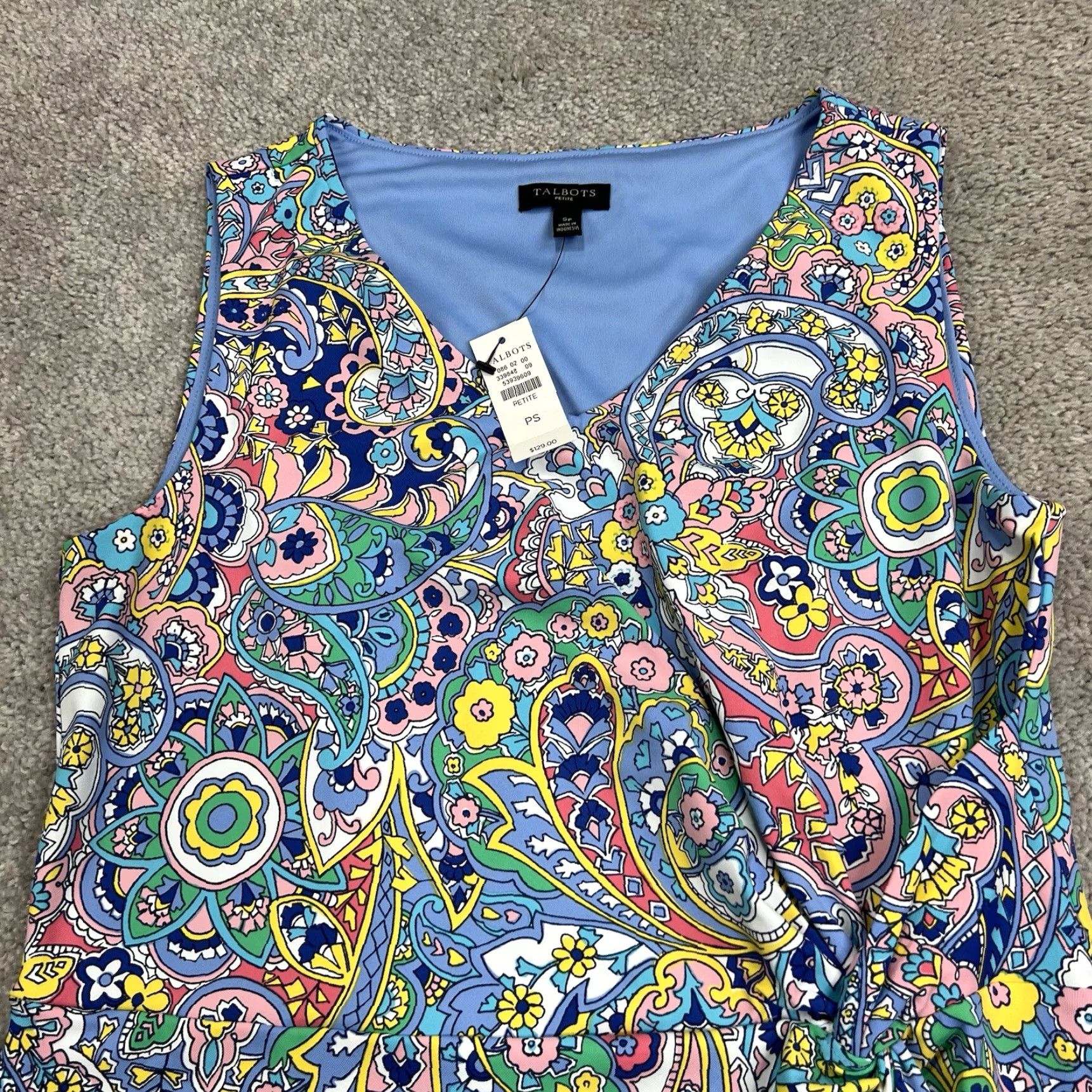Talbots VINTAGE? No — Talbots Shift Dress Women’s Petite Small SP Faux Wrap Paisley Floral Print NWT Blue Yellow Green Pink NWT Size S / US 4 / IT 40 - 3 Thumbnail