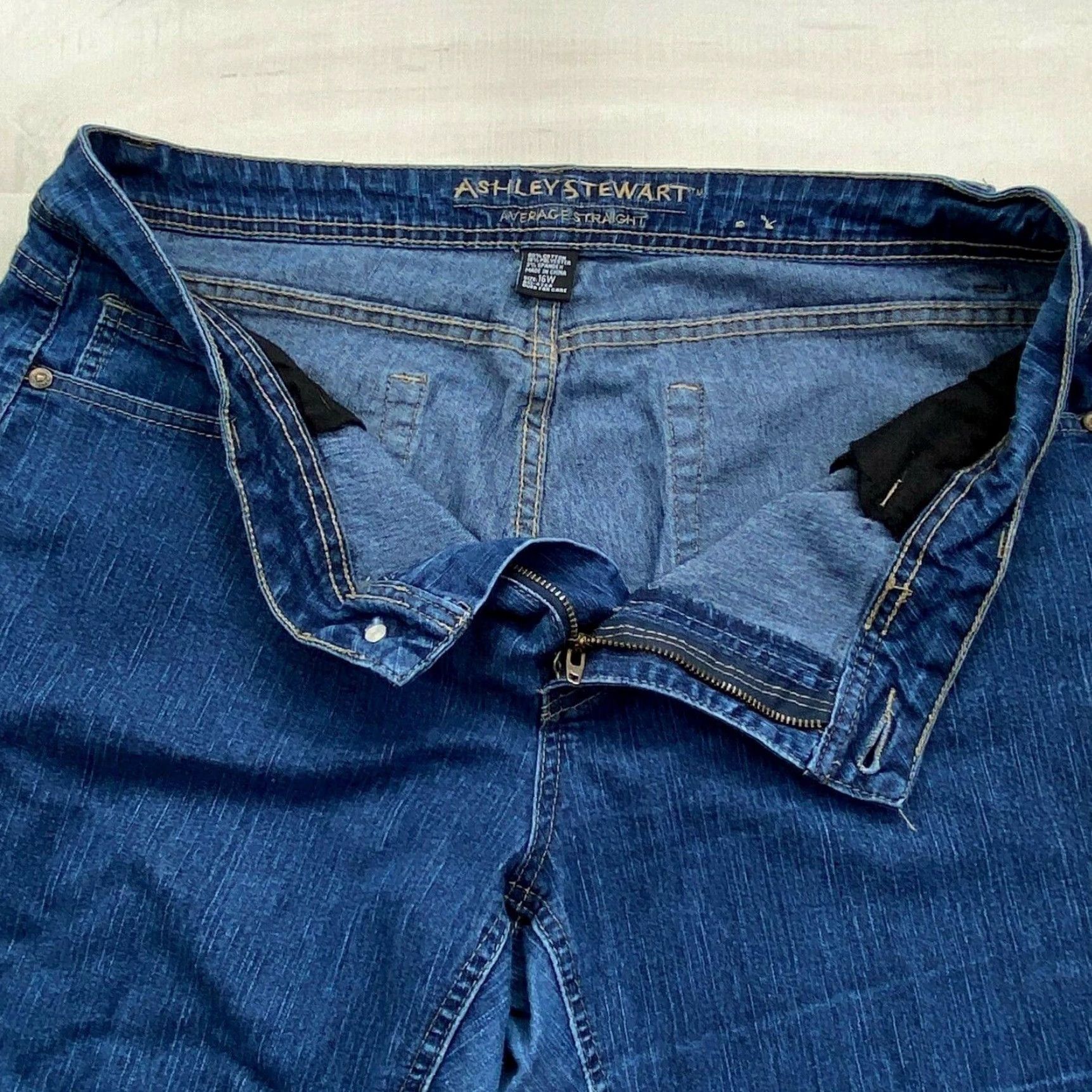 Vintage Ashley Stewart Womens Plus Size 16W Blue Denim Mid Rise Straight Jeans Size 38" / US 16 / IT 52 - 3 Thumbnail