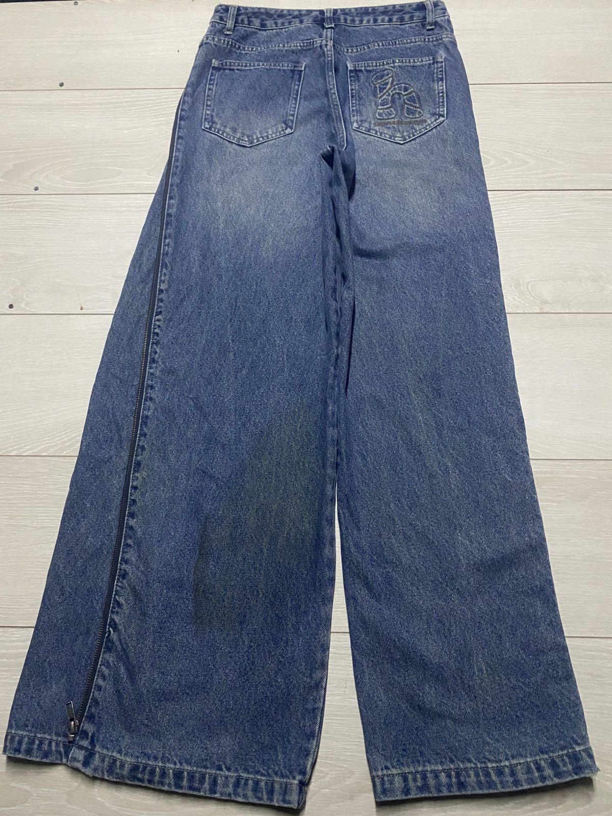 Japanese Brand Hotter Than Hell Wide Leg Zip Panel Jeans Super Statement Size US 30 / EU 46 - 1 Thumbnail