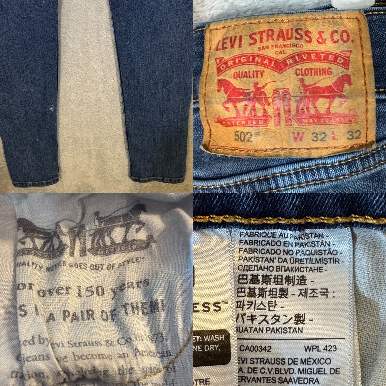 Levi's Levi's 502 Jeans 32X32 Blue Denim 5-Pockets Mid-Rise Taper Fit Zip Fly Men Size US 32 / EU 48 - 9 Thumbnail