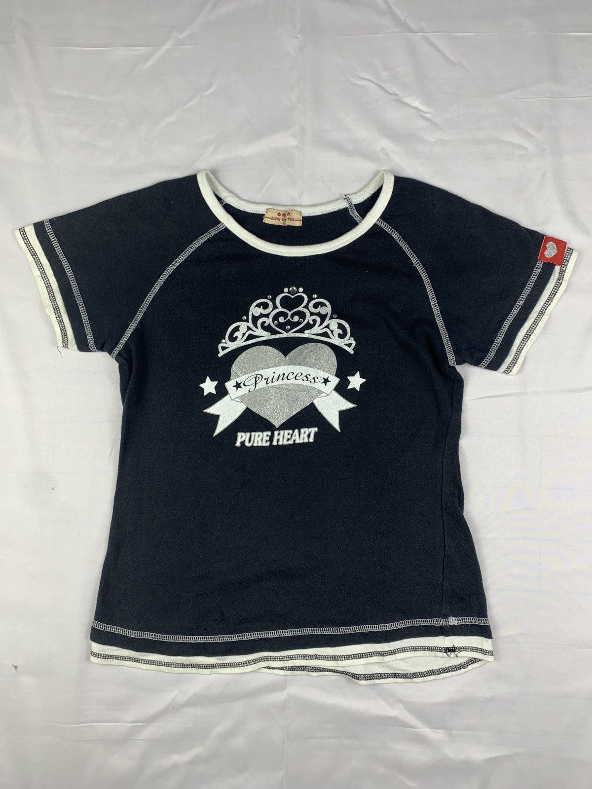 y2k Elfin Doll Japan Royal Crown Heart Glitters Graphic Top
