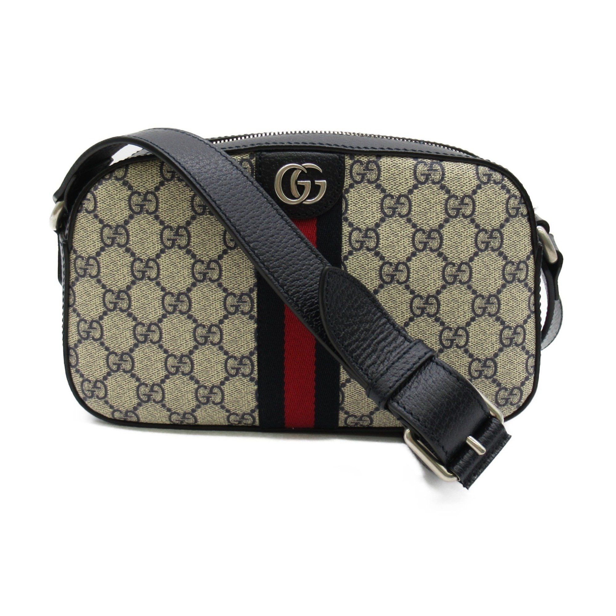 image of Gucci Camera Bag Beige Navy Leather GG Supreme Canvas 68106496Iwn4076, Women's