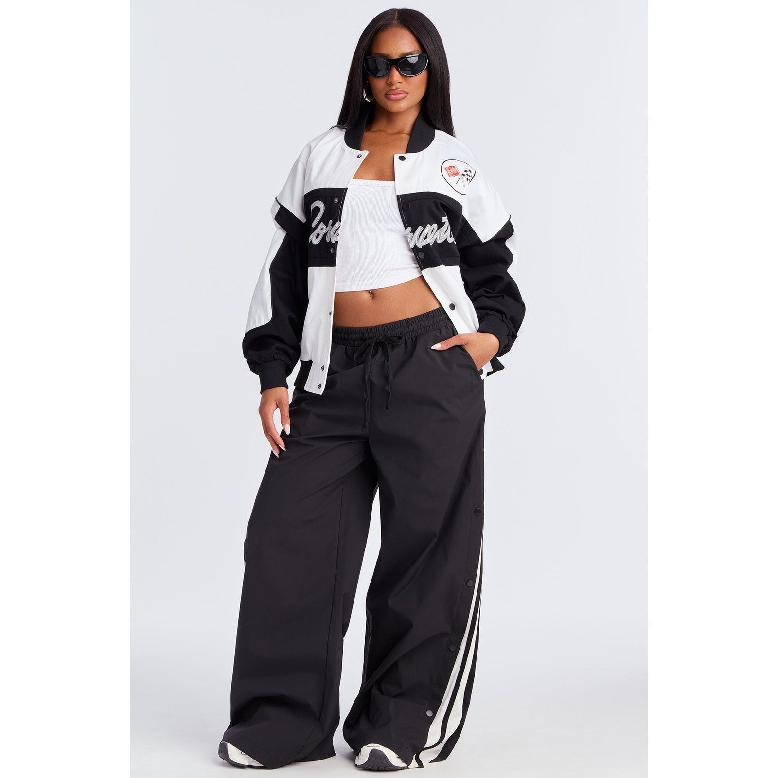 Other Show Off Corvette Bomber Jacket - Black/White - Size M Size M / US 6-8 / IT 42-44 - 4 Thumbnail